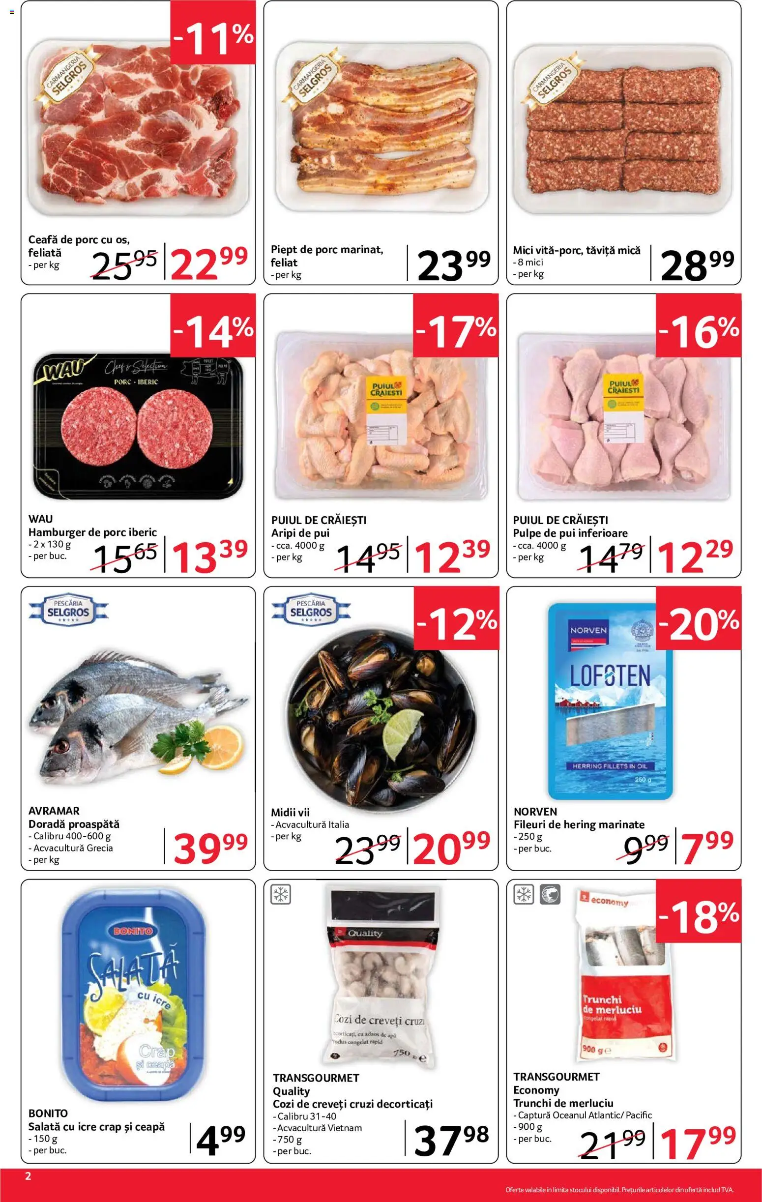 Noul catalog Selgros – valabil de la 24.07.2026 | Pagină: 2 | Produse: Keçeli kalem, Hacıyatmaz Kedi Oyuncağı, Salată cu icre, Salată