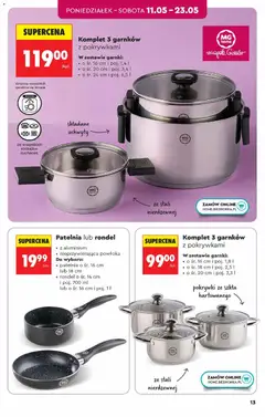 Pogląd oferty "Patelnia lub rondel, • z aluminium • nieprzywierająca powłoka Do wyboru: • patelnia o śr. 16 cm lub 18 cm • rondel o śr. 14 cm i poj. 700 ml lub o śr. 16 cm i poj. 11" - ważna od 09.05.2026 | Strona: 13