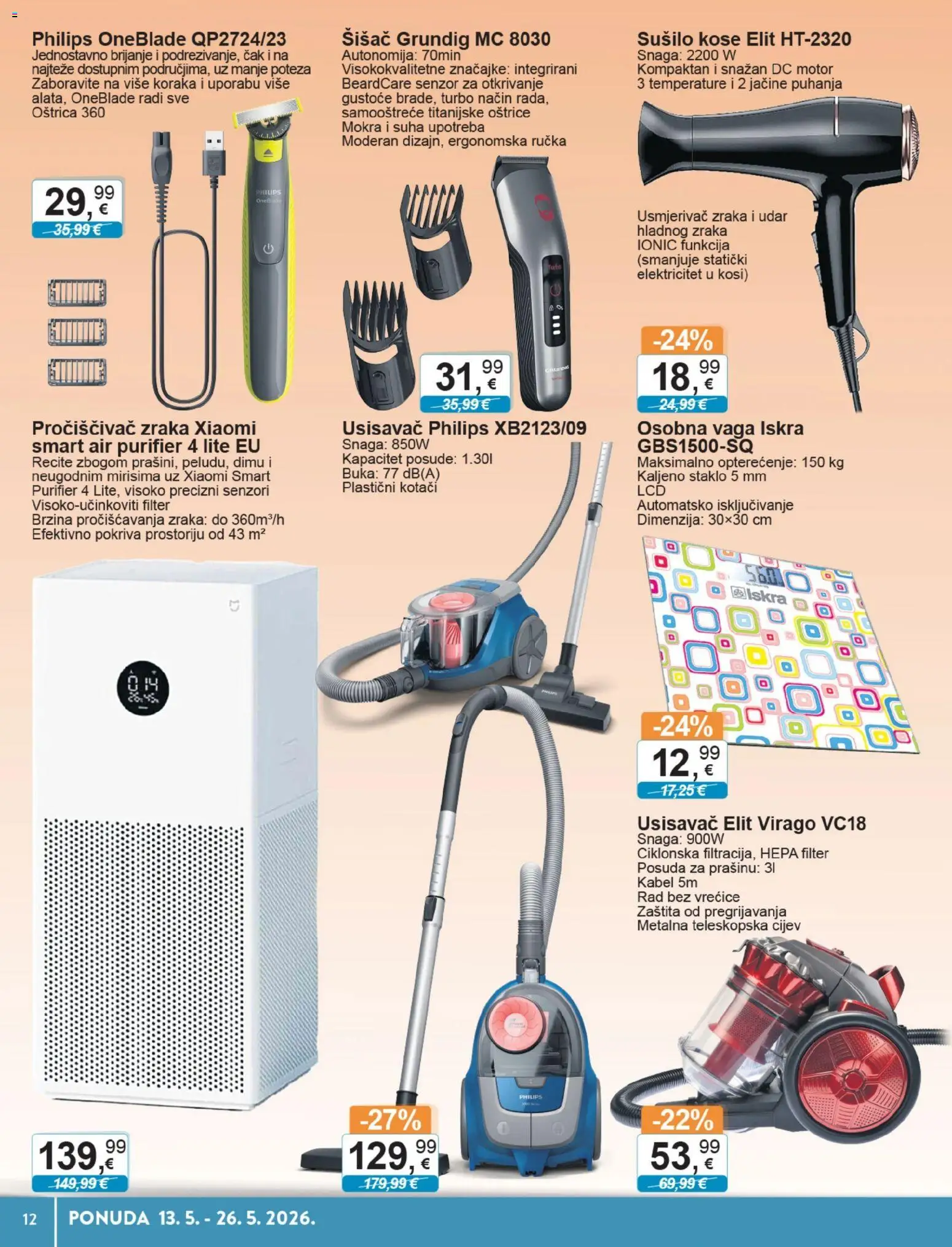KTC katalog | vrijedi od 13.05.2026 | Stranica: 12 | Proizvodi: Usisavač, Pročišćivač zraka, Osobna vaga, Kabel