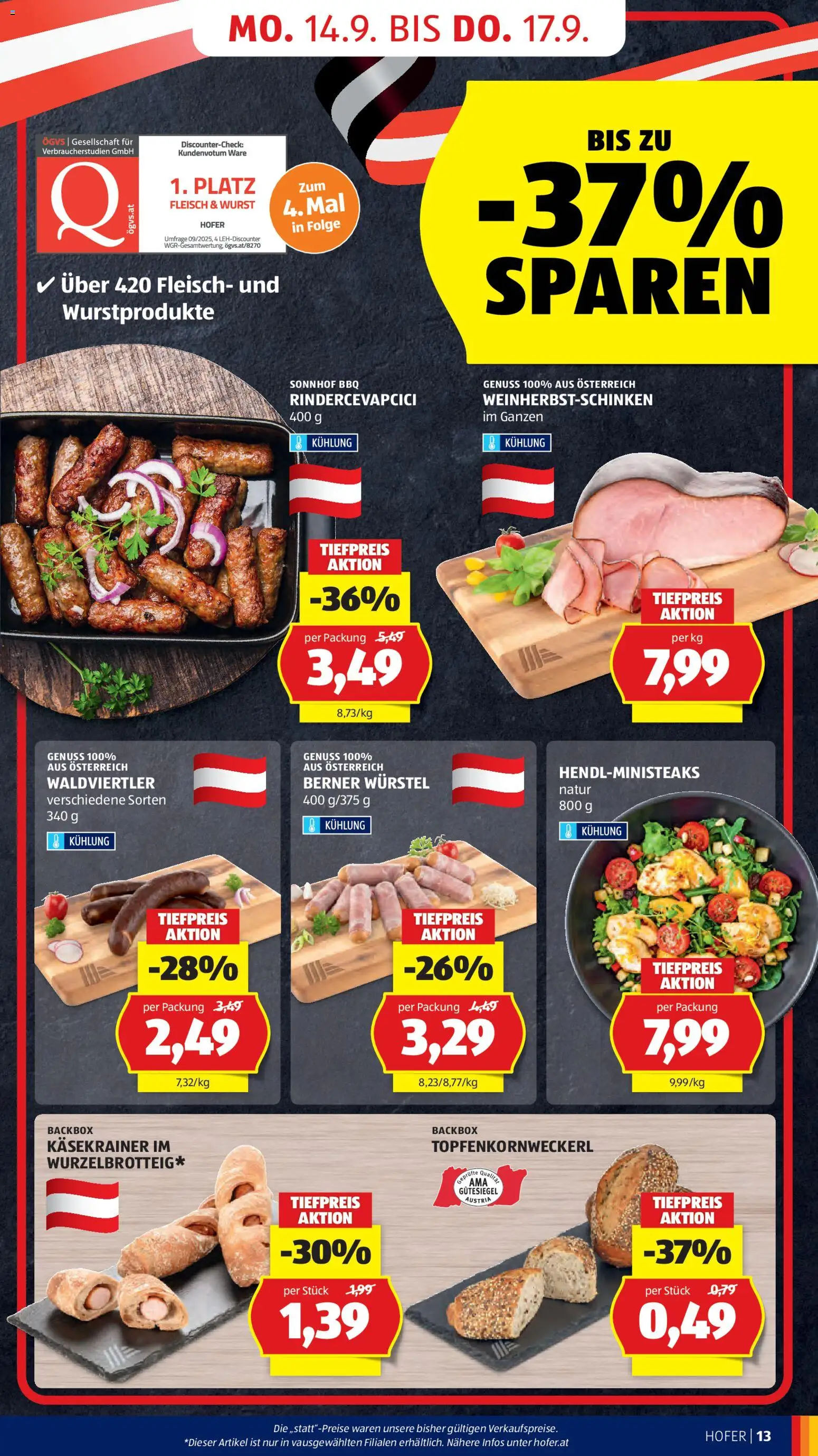 Hofer AT akciós ujság - amely érvényes a következő dátumtól: 2026.09.11. | Oldal: 21 | Termékek: BBQ