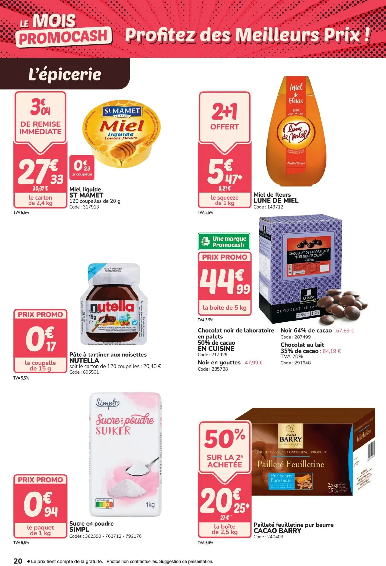 {H1} | Page: 20 | Produits: Noisettes, Nutella, Lait, Beurre
