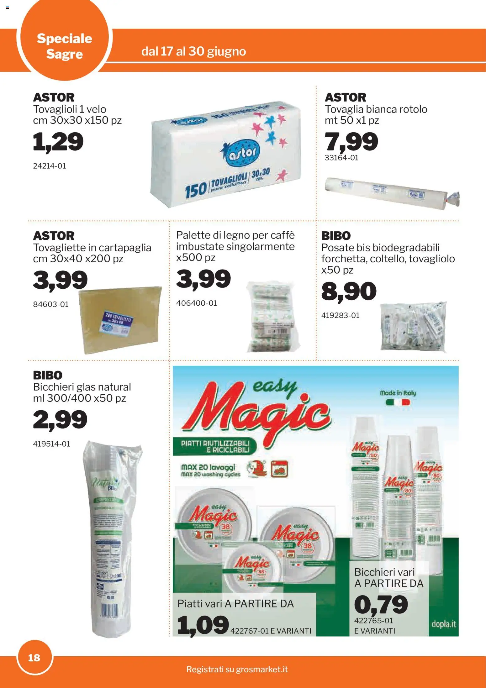 Volantino Sogegross del 17.06.2026 | Pagina: 18 | Prodotti: Posate, Caffè, Tovaglia, Tovagliette