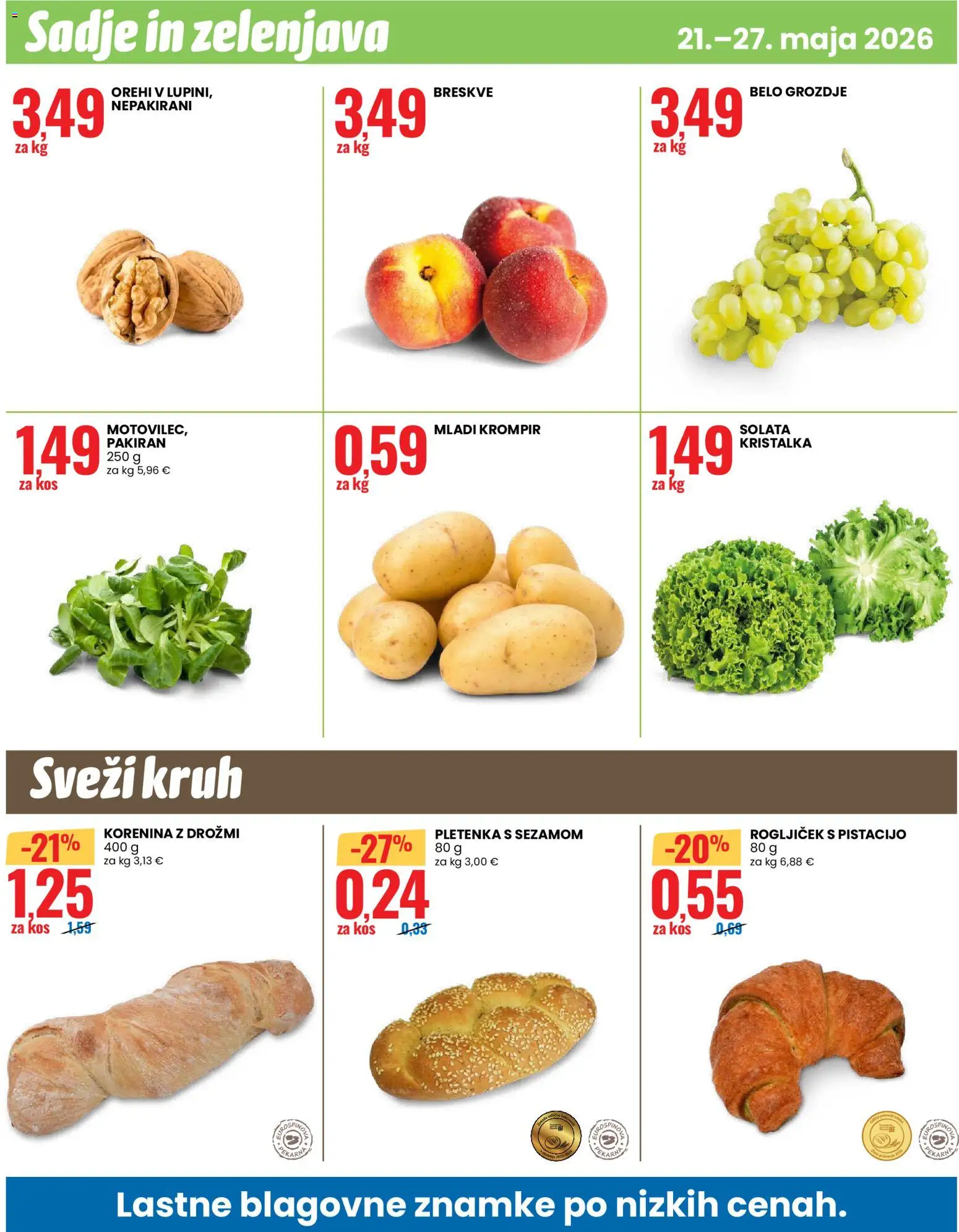 Novi Eurospin katalog ponudbe – veljaven od 21.05.2026 | Stran: 12 | Izdelki: Grozdje, Kos, Kruh, Sadje