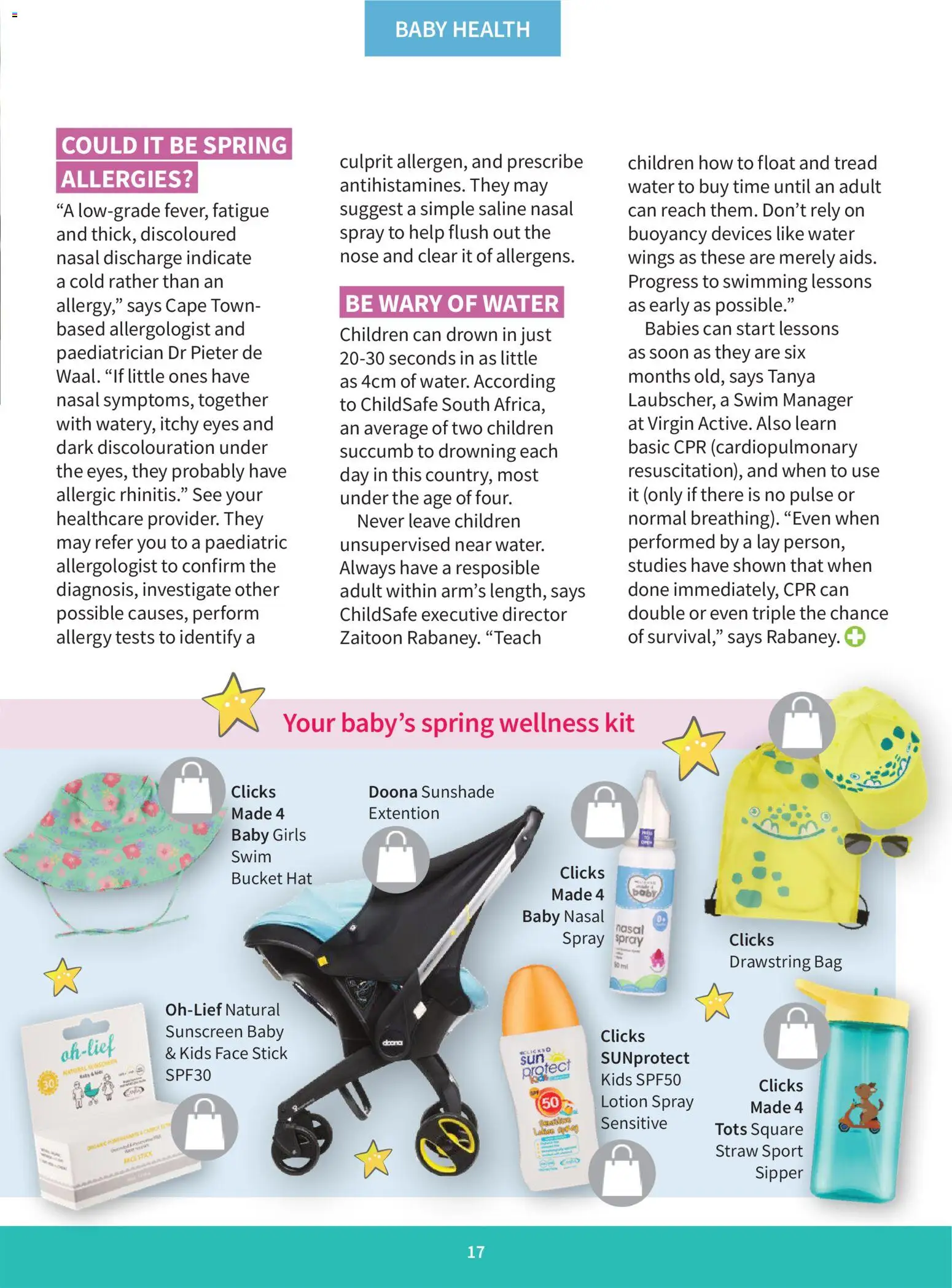 New Clicks catalogue – valid from 01.03.2026 | Page: 17 | Products: Bag, Water, Nasal spray, Lotion