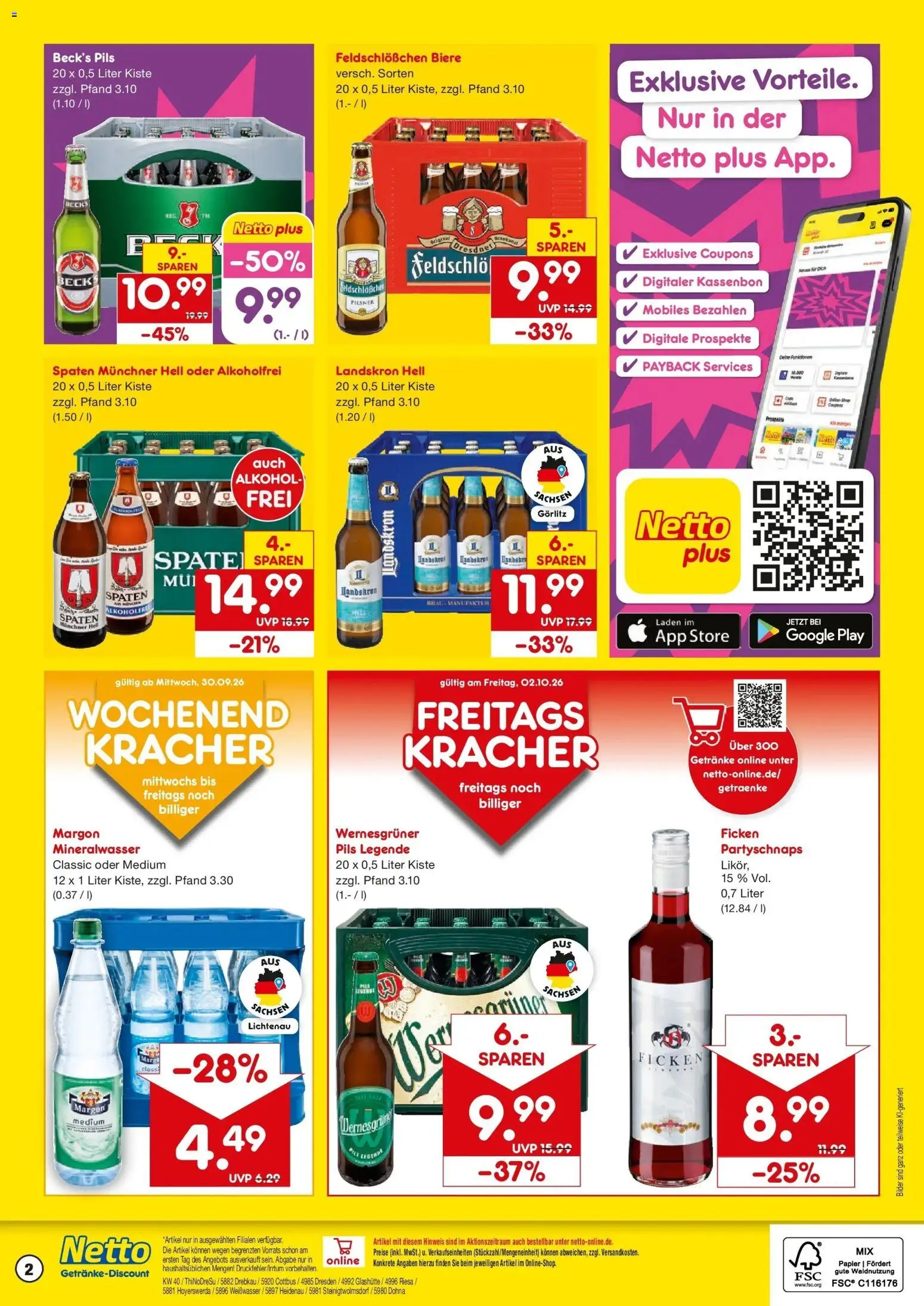 Netto Marken-Discount Prospekt Weißwasser (ab 28.09.2026) » Angebote | Seite: 2 | Produkte: Pils, Wernesgruner, Bilder, Alkohol