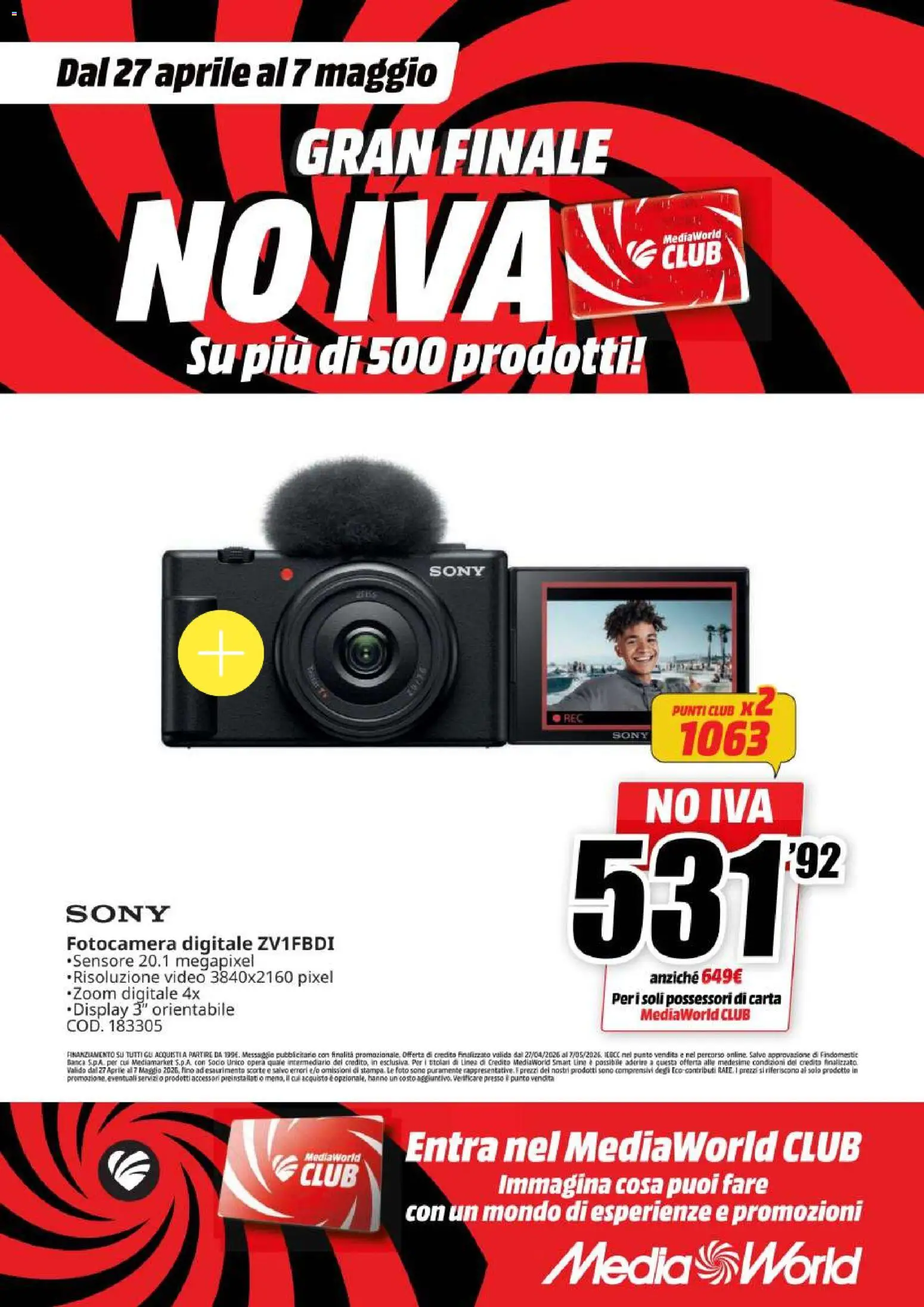 Volantino Media World del 27.04.2026 | Pagina: 8 | Prodotti: Video, Fotocamera