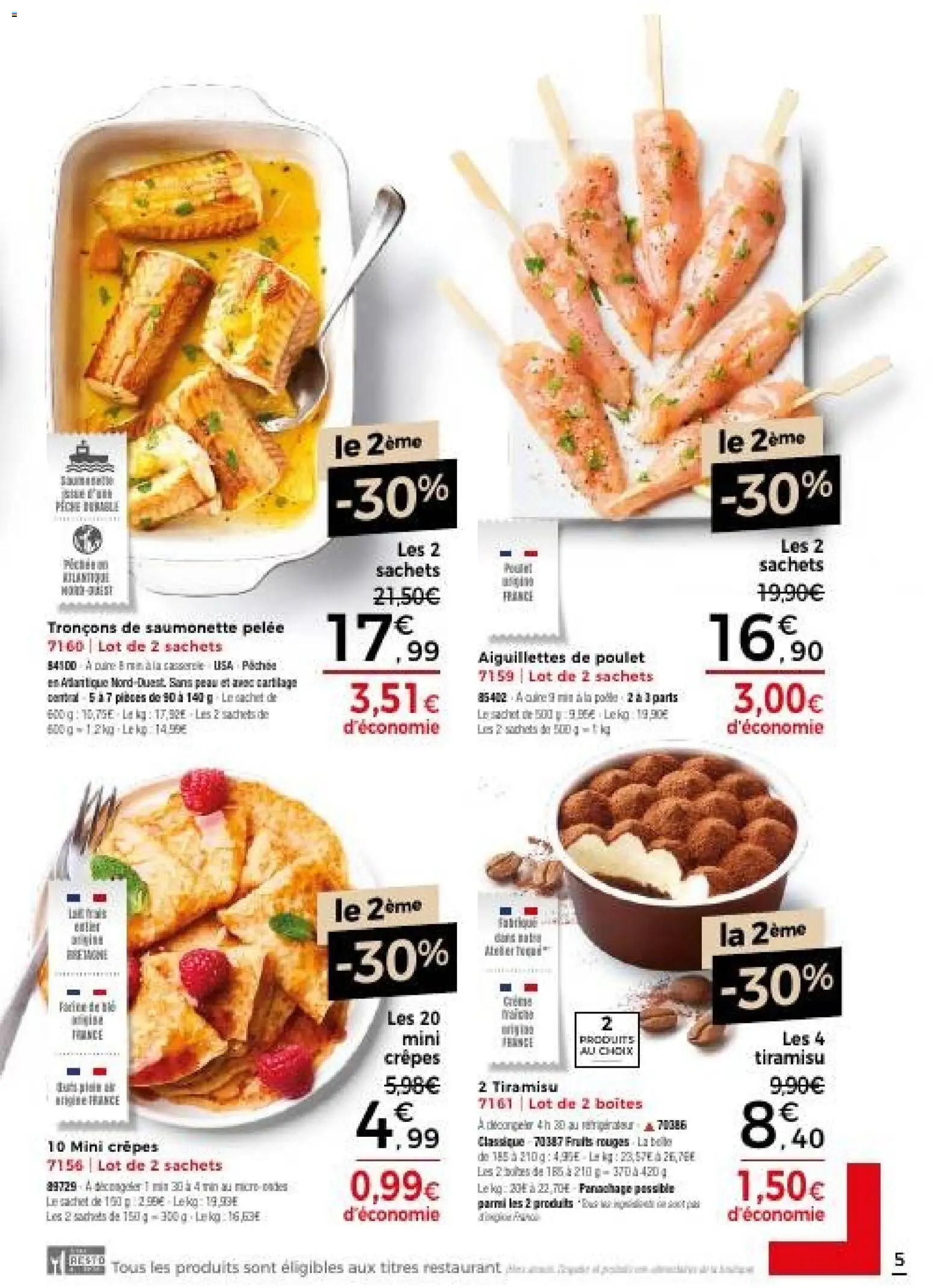 {H1} | Page: 5 | Produits: Crêpes, Poulet, Fruits, Blé