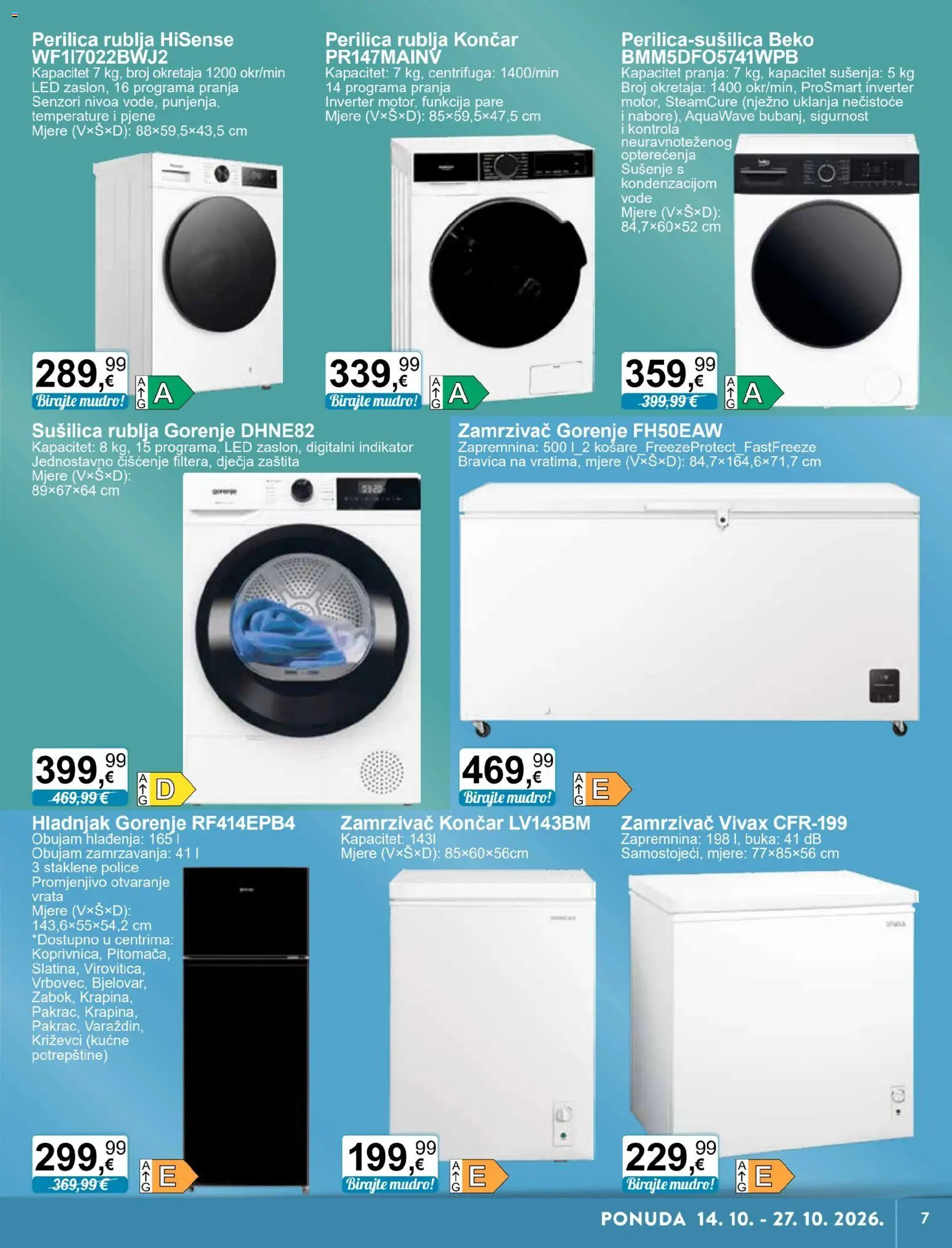 KTC katalog | vrijedi od 14.10.2026 | Stranica: 7 | Proizvodi: Led, Hladnjak, Zamrzivač, Sušilica