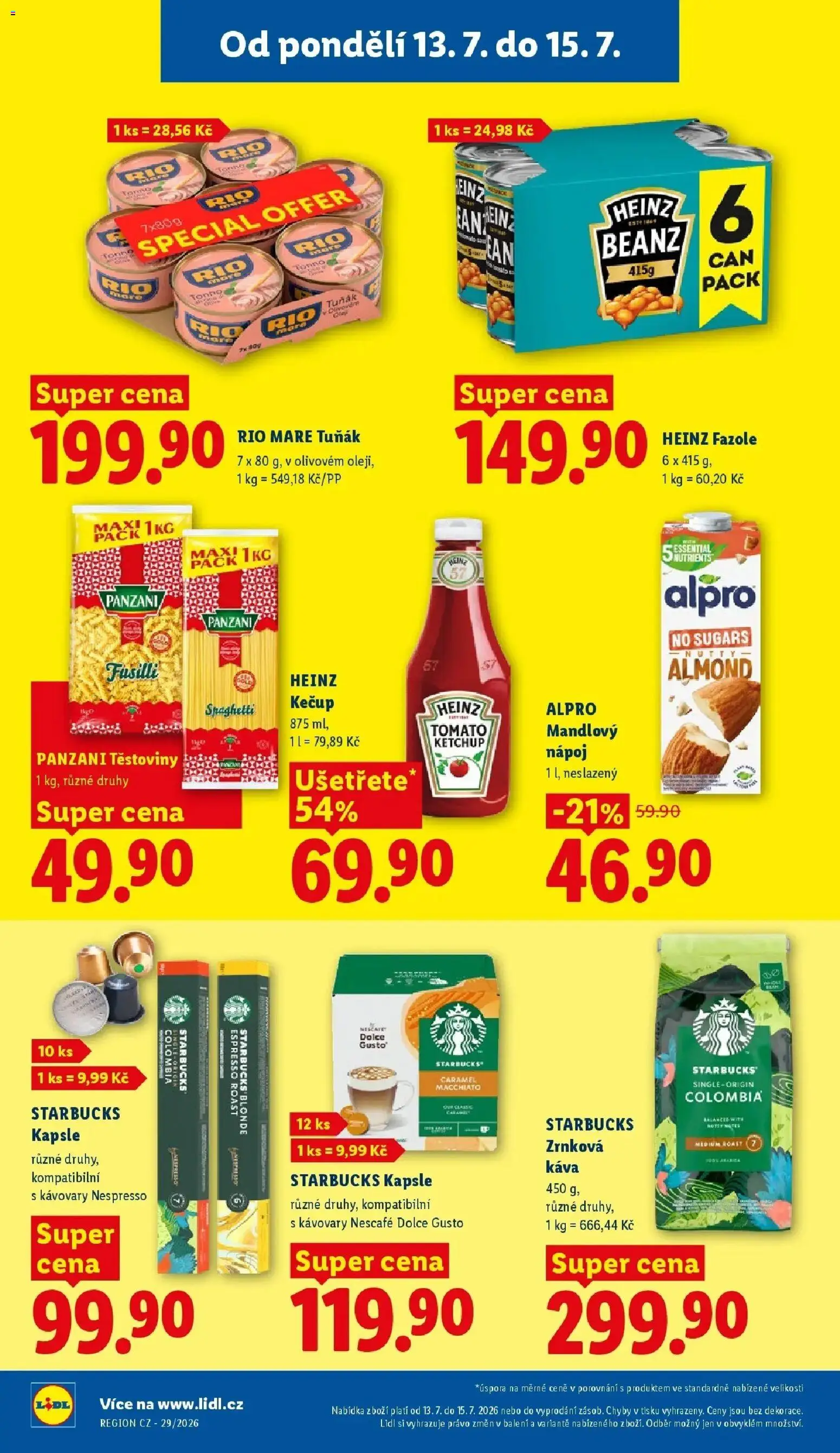 Lidl aktuální leták od 13.07.2026 | Strana: 20 | Produkty: Starbucks, Káva, Kapsle, Těstoviny Panzani