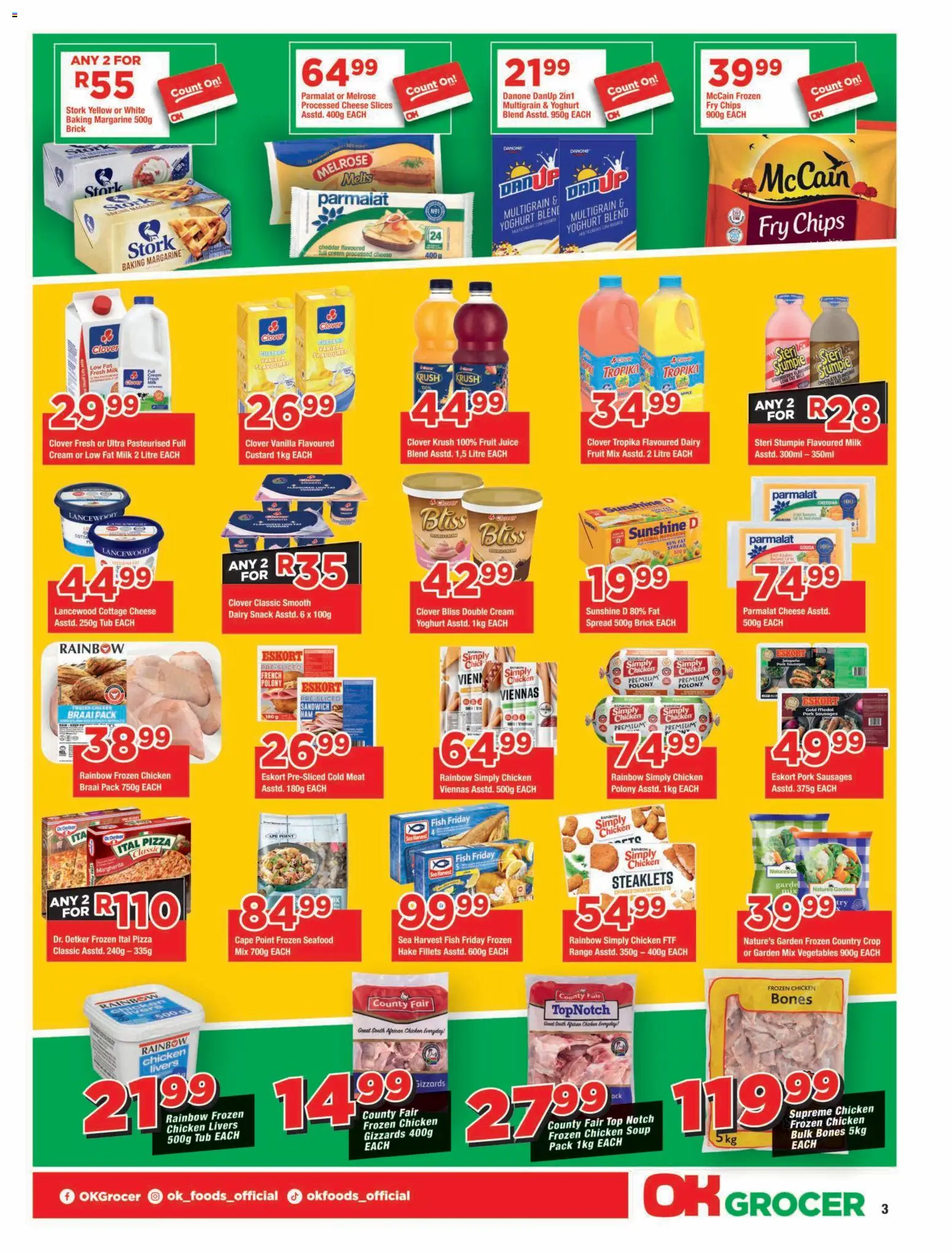 New OK Foods catalogue – valid from 23/10/2026 | Page: 3 | Products: Margarine, Chicken, Cream, Fat spread