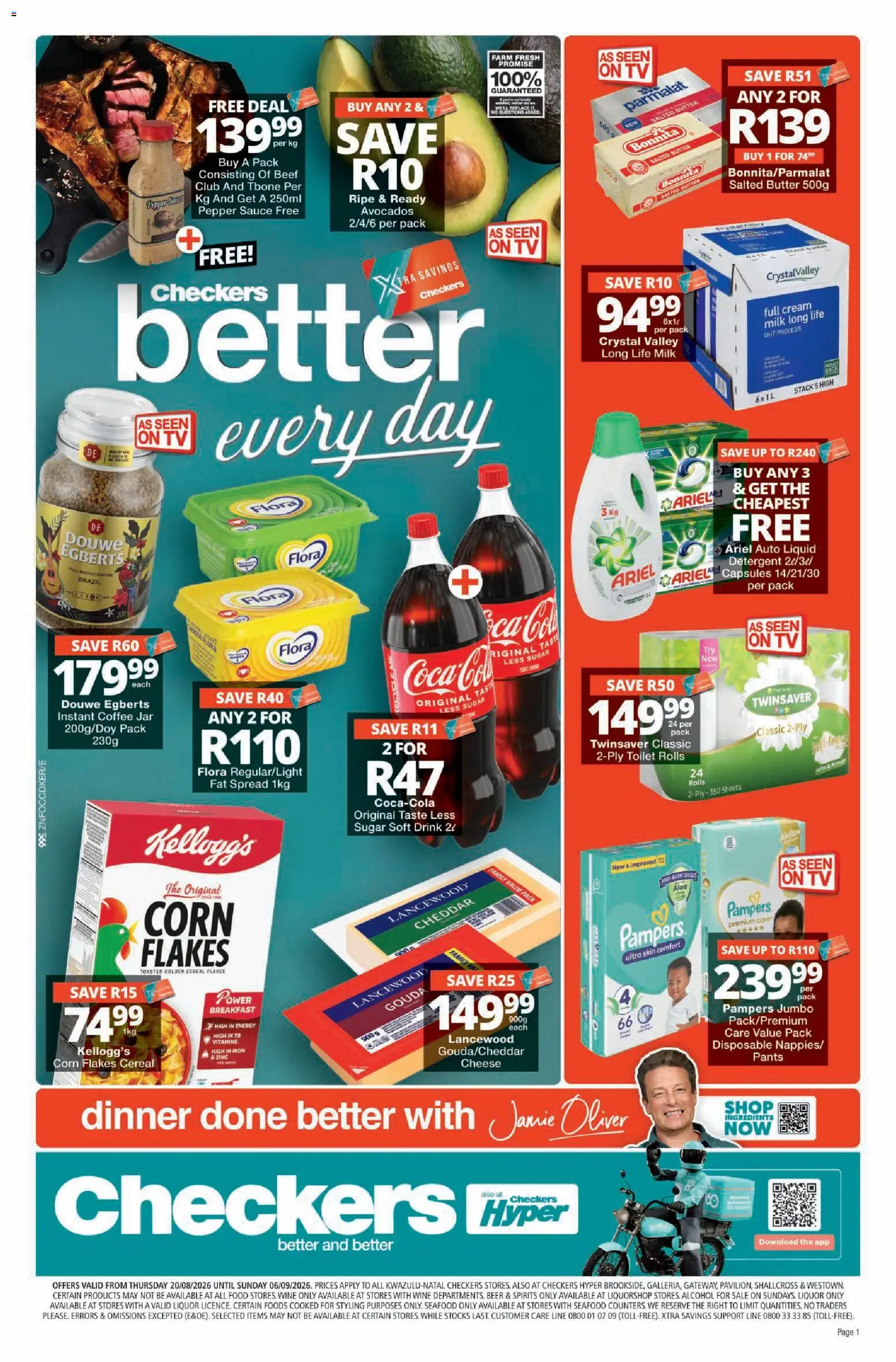 New Checkers catalogue – valid from 20/08/2026 | Page: 1 | Products: Pants, Iron, TV, Cheddar