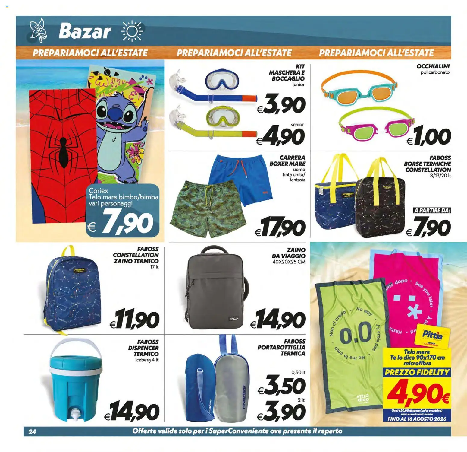 Volantino SuperConveniente del 19/06/2026 | Pagina: 24 | Prodotti: Maschera, Tè, Boxer, Boccaglio