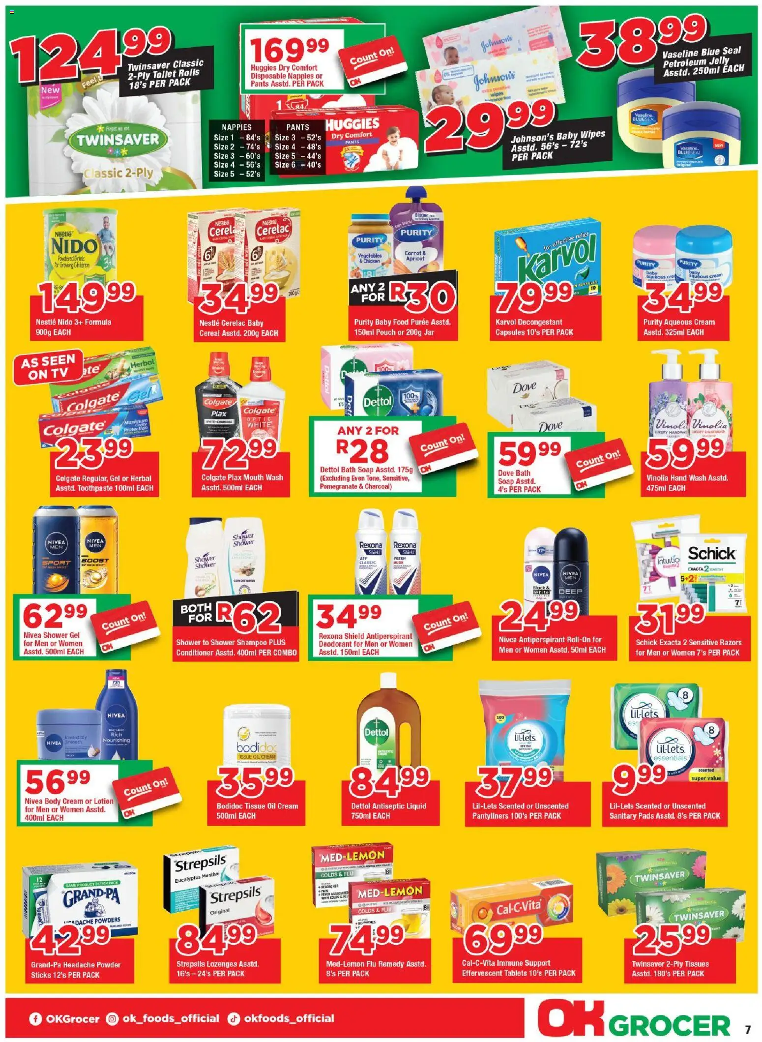New OK Foods catalogue – valid from 24/06/2026 | Page: 7 | Products: Toilet, Antiseptic liquid, Conditioner, Shower gel
