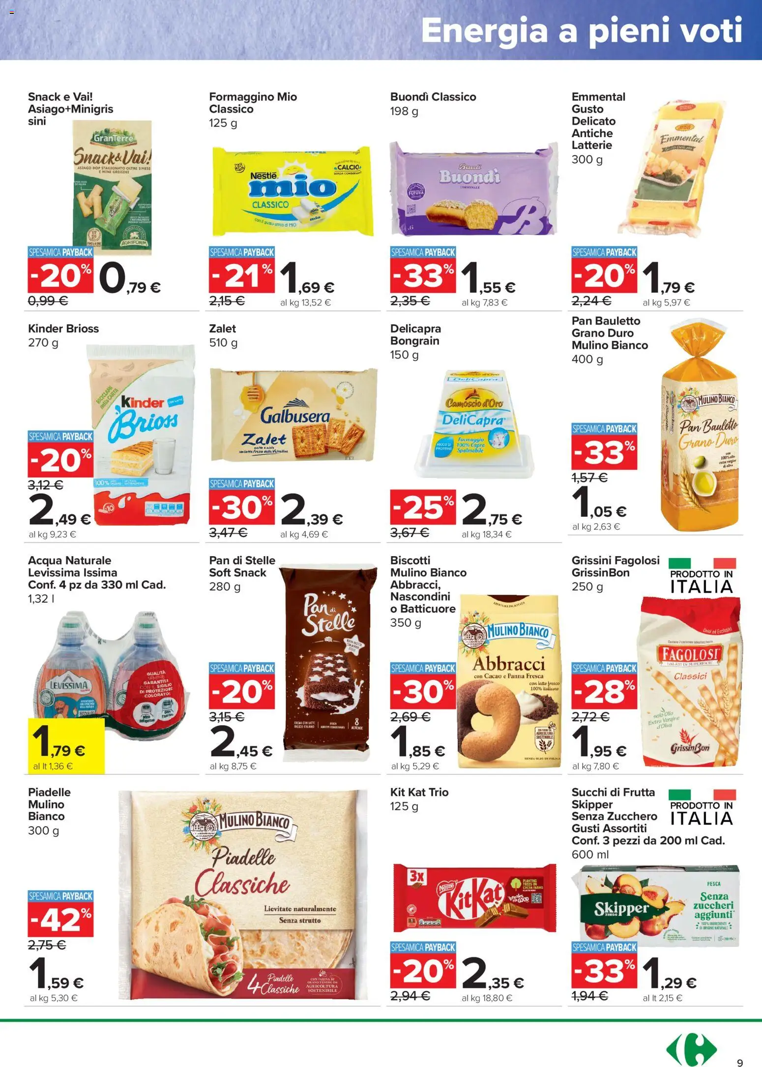 Volantino Carrefour del 10/09/2026 | Pagina: 9 | Prodotti: Zucchero, Latte, Olio, Farina
