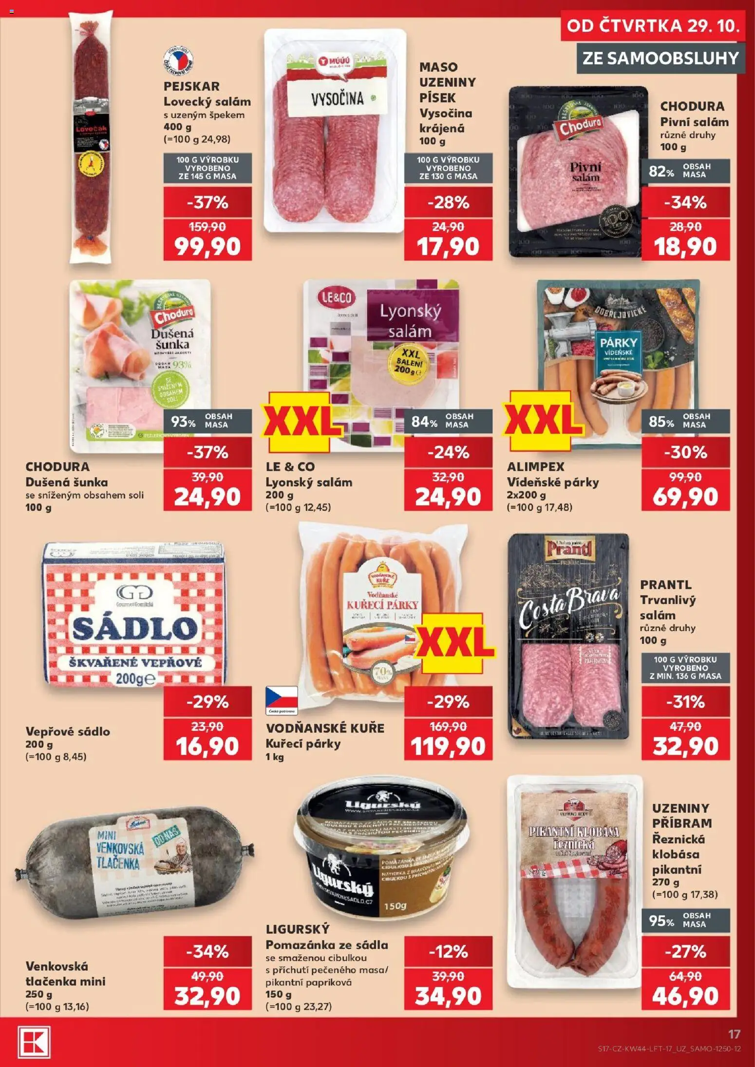 Kaufland leták od 29.10.2026 | Strana: 17 | Produkty: Gourmet, Salám, Párky, Uzeniny