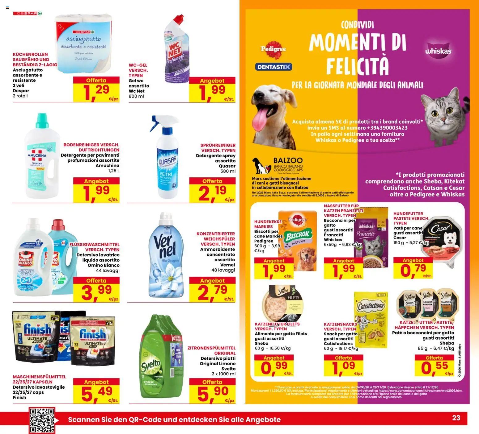 Volantino Eurospar del 15/10/2026 | Pagina: 23 | Prodotti: Ammorbidente, Biscotti, Lavastoviglie, WC