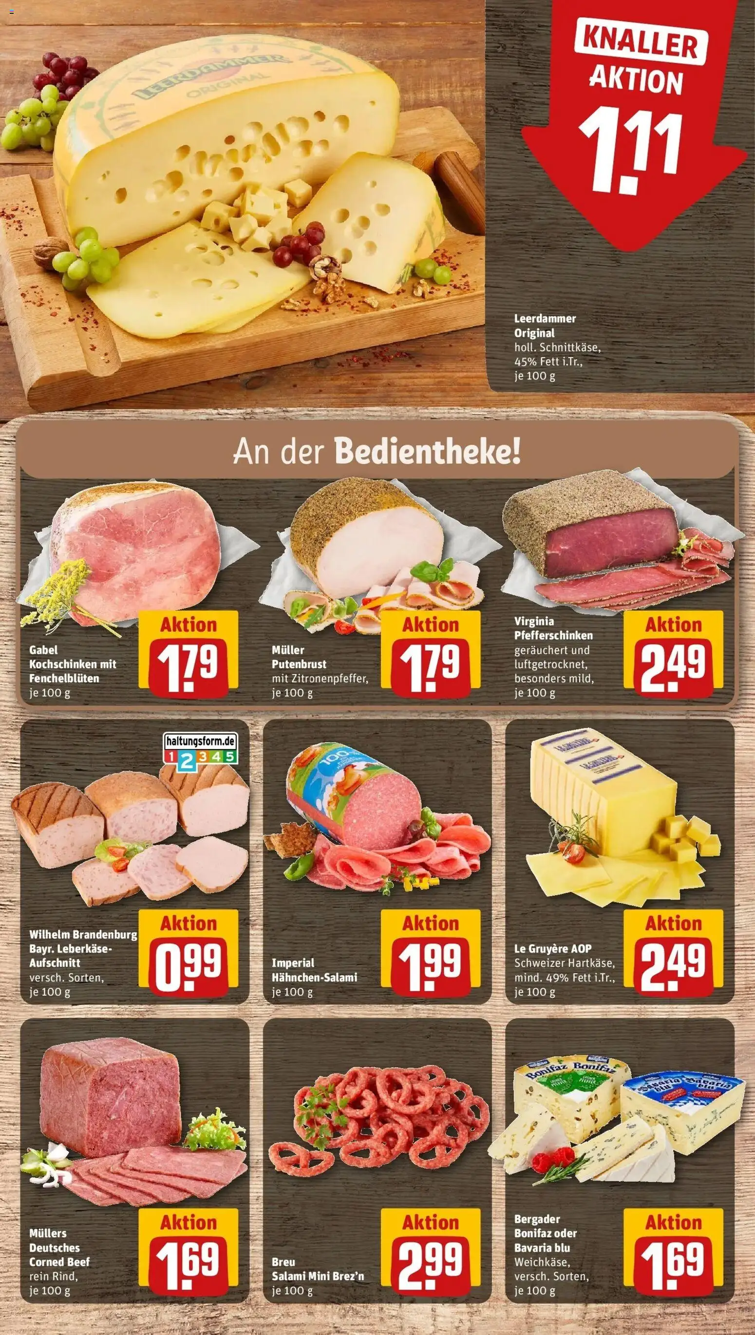 REWE Prospekt ab 04.05.2026 zum Blättern » Angebote | Seite: 13 | Produkte: Leerdammer, Salami, Leberkase