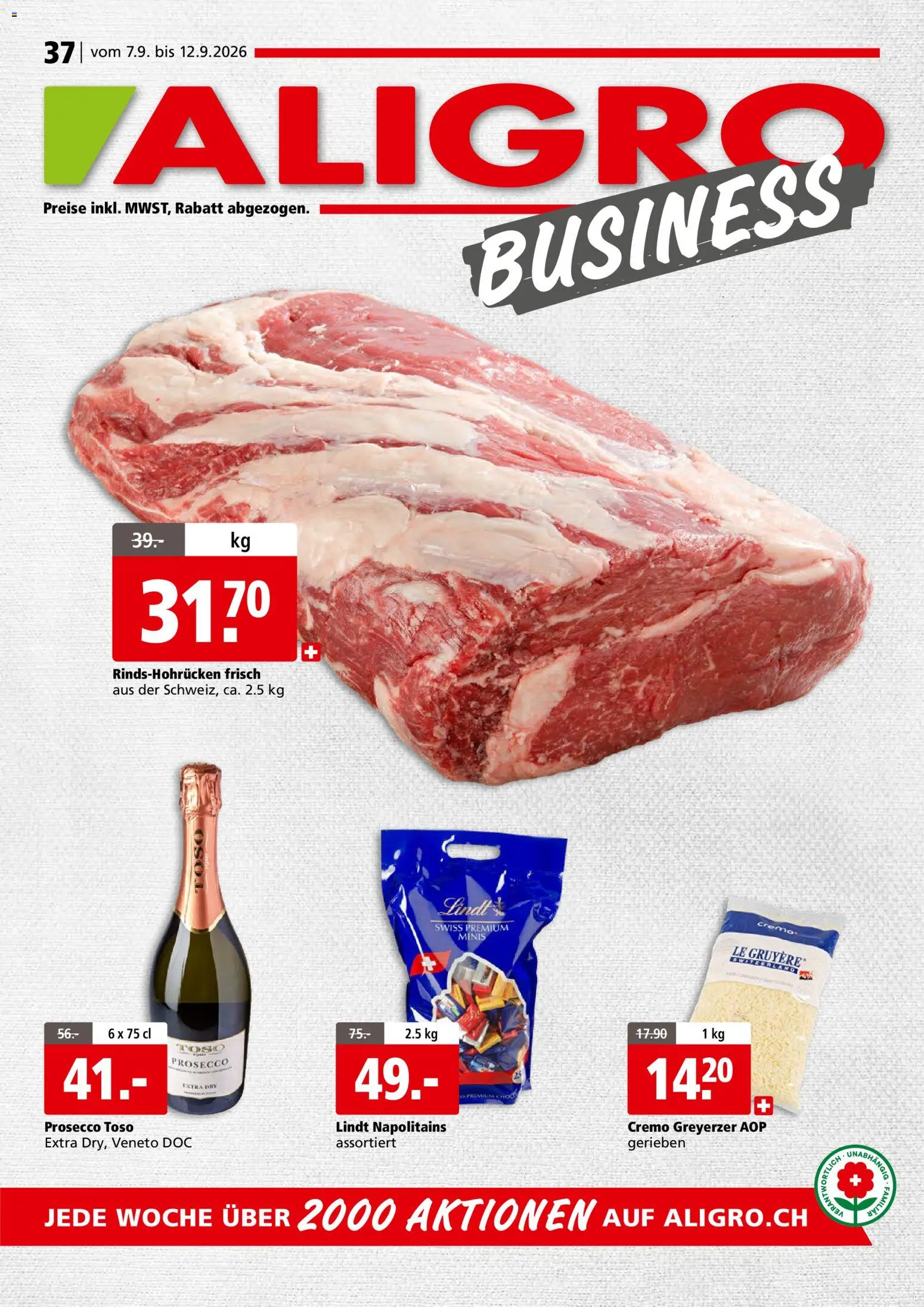 Aligro aktionen Business Chavannes, Matran, Genf, Sitten – gültig ab 07.09.2026 | Seite: 1 | Produkte: Prosecco