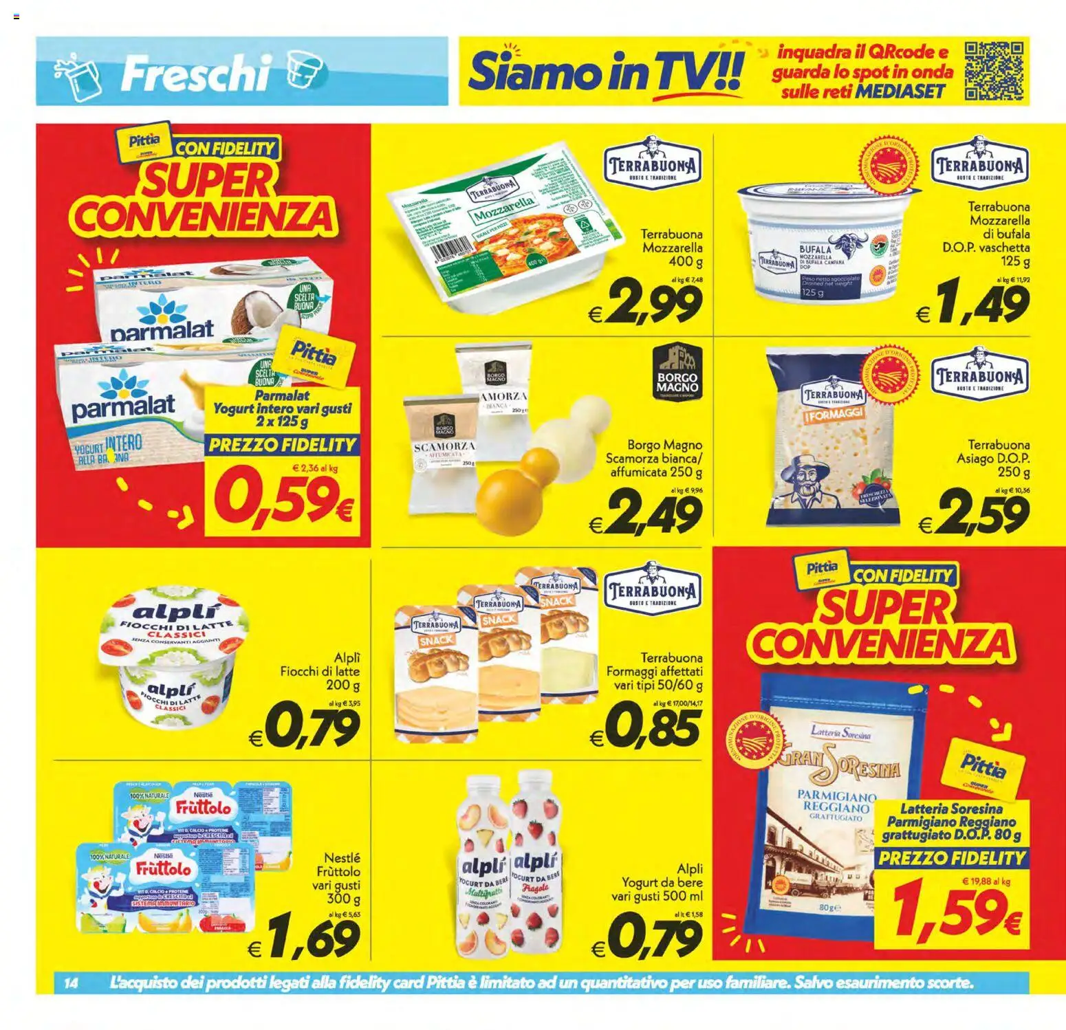 Volantino SuperConveniente del 09.06.2026 | Pagina: 14 | Prodotti: Fiocchi, Latte, TV, Parmigiano