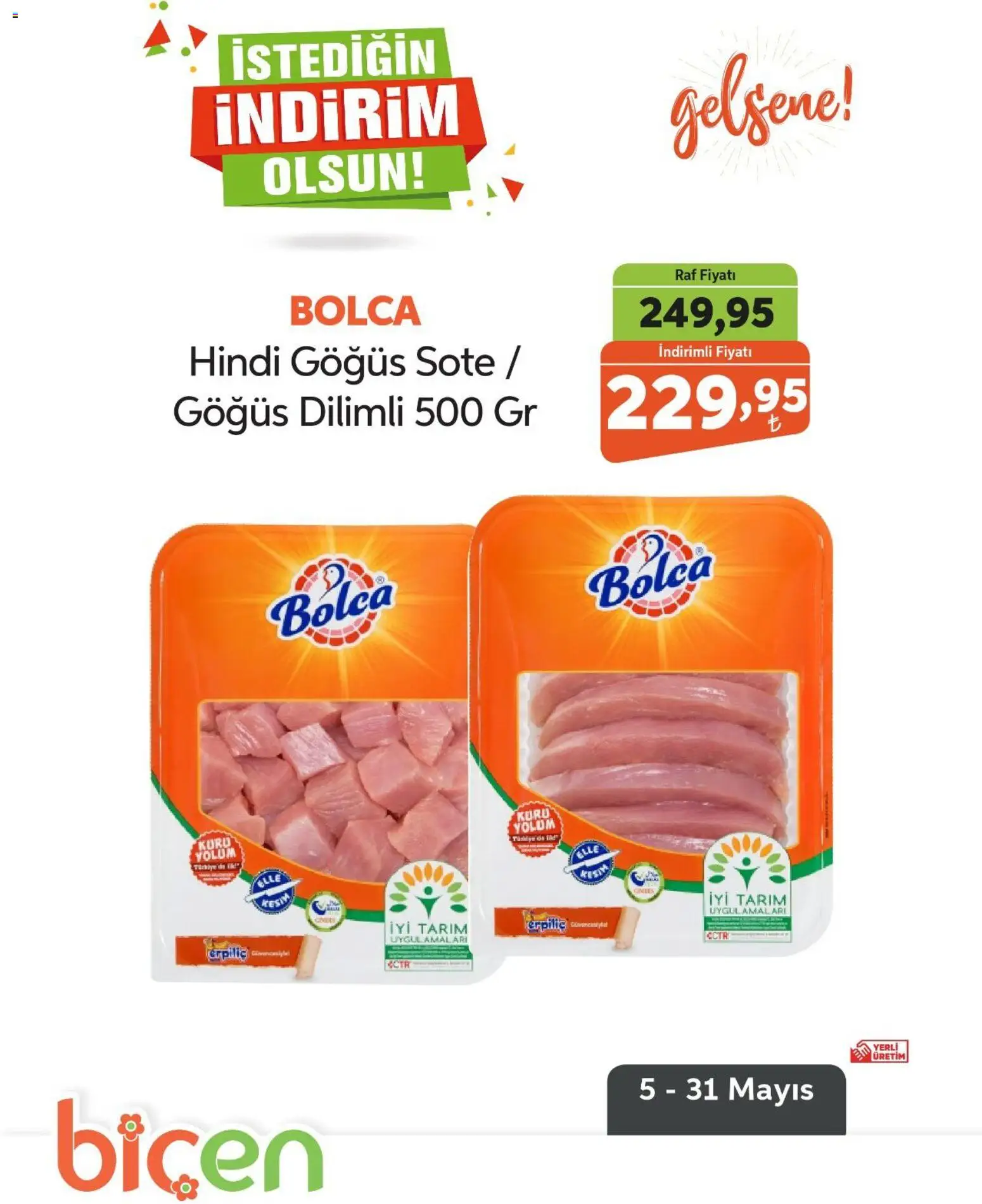Biçen Market İndirim - 05.05.2026 tarihinden itibaren geçerlidir | Sayfa: 1 | Ürünler: Raf, Hindi göğüs