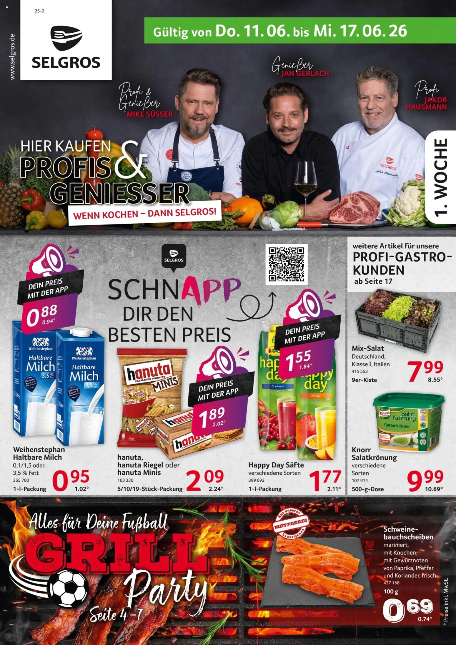 Selgros Prospekt – gültig ab 11.06.2026 | Seite: 1 | Produkte: Haltbare milch, Fußball, Pfeffer, Salat