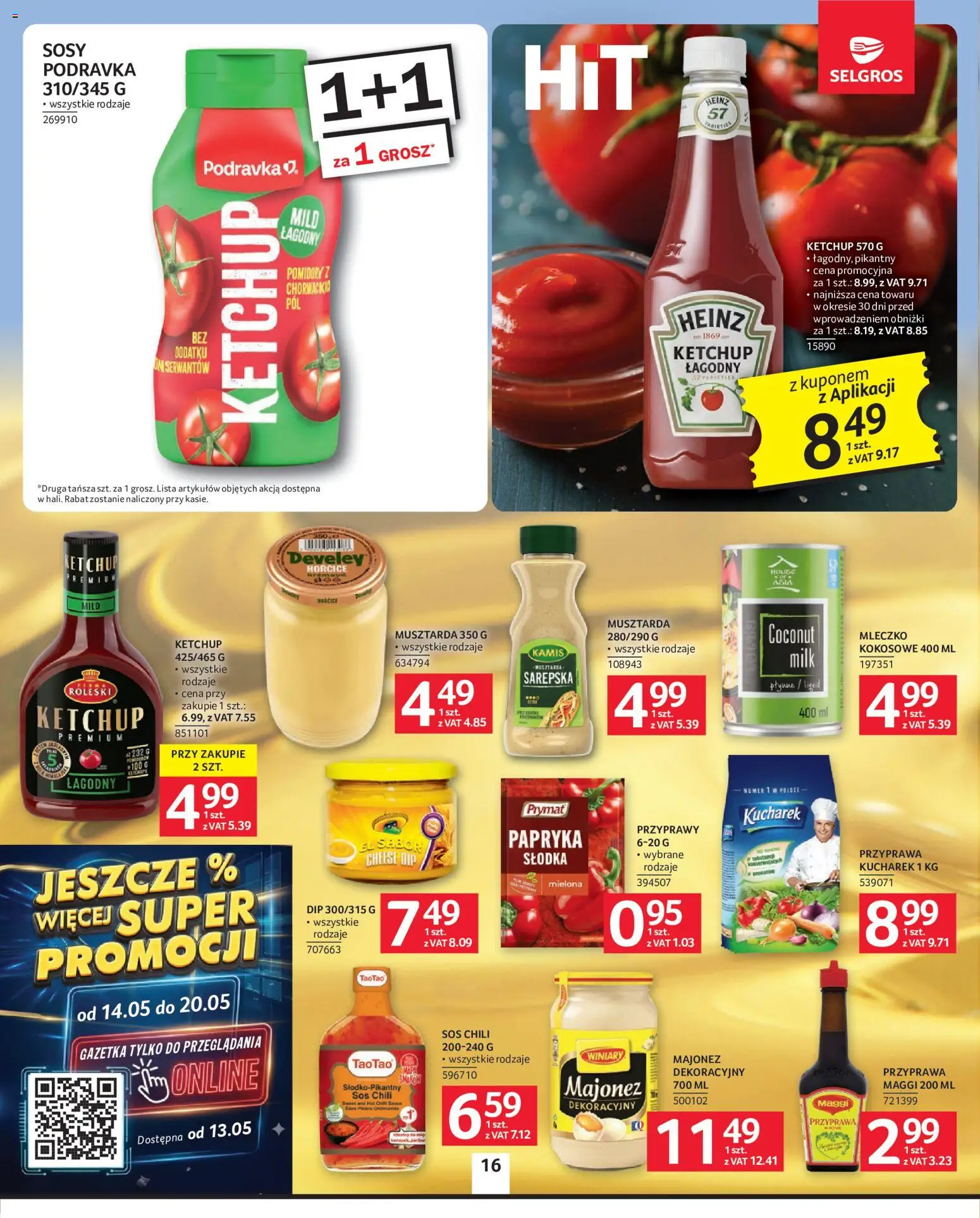 Selgros cash&carry gazetka od 07.05.2026 | Strona: 16 | Produkty: Chili, Musztarda, Pomidory, Majonez