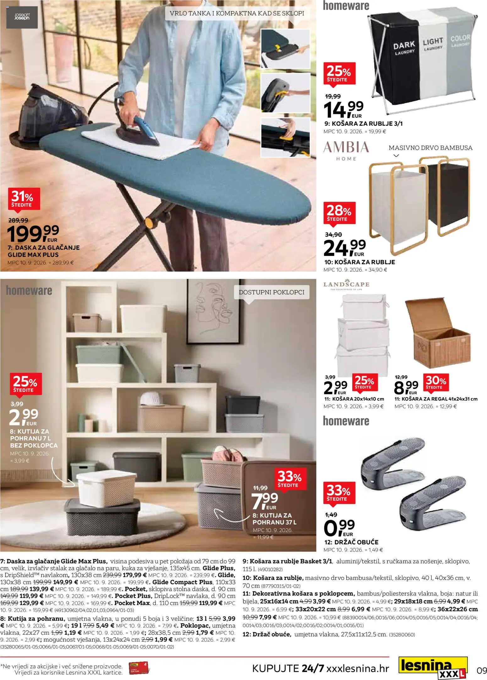 Lesnina katalog | vrijedi od 29.09.2026 | Stranica: 9 | Proizvodi: Kutija, Košara, Kutija za pohranu, Košara za rublje