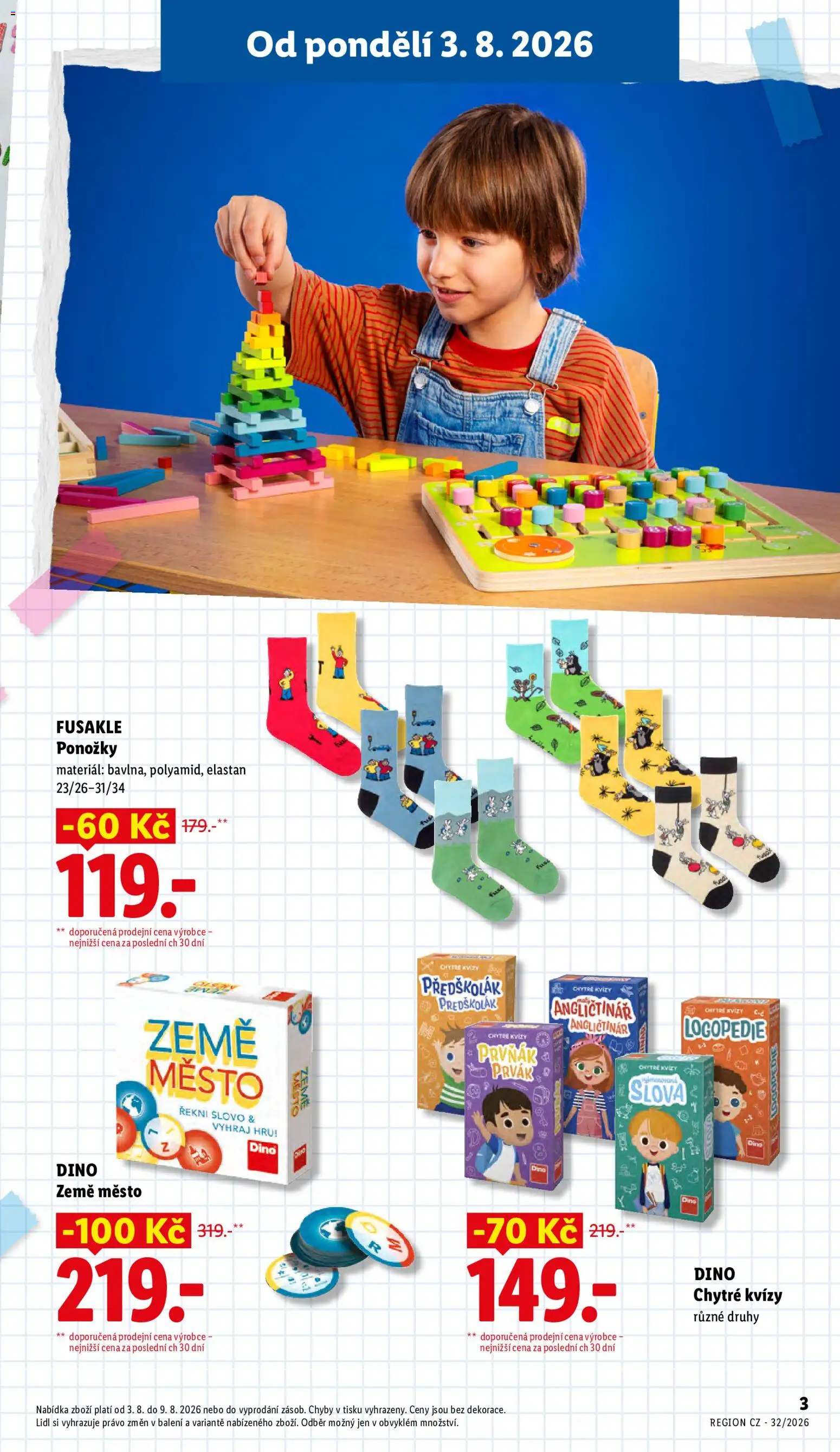 Lidl leták - Škola od 04.08.2026 | Strana: 3 | Produkty: Ponožky