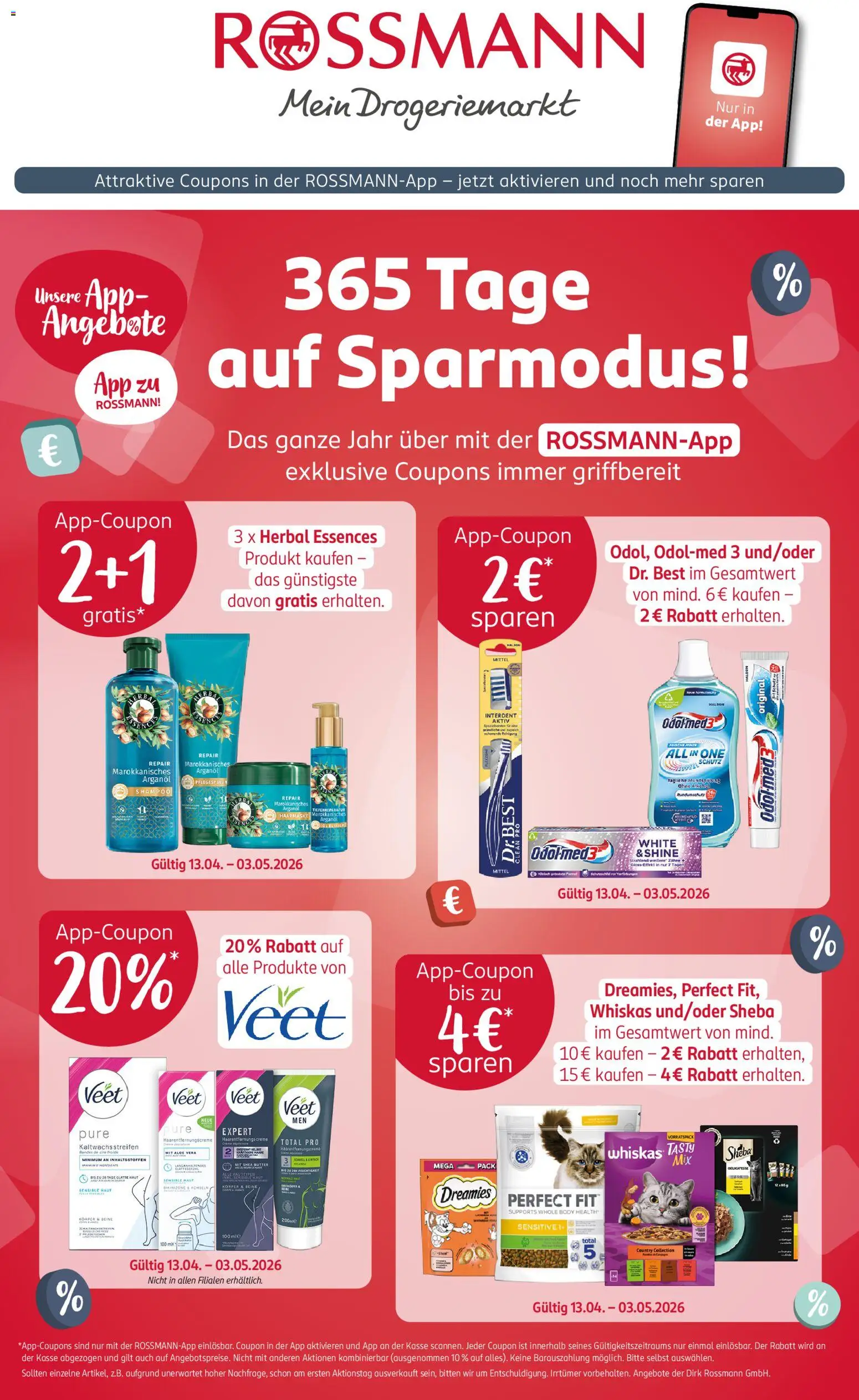 Rossmann Prospekt 	 – gültig ab 13.04.2026 | Seite: 1 | Produkte: Sheba, Shampoo, Haarmaske, Whiskas