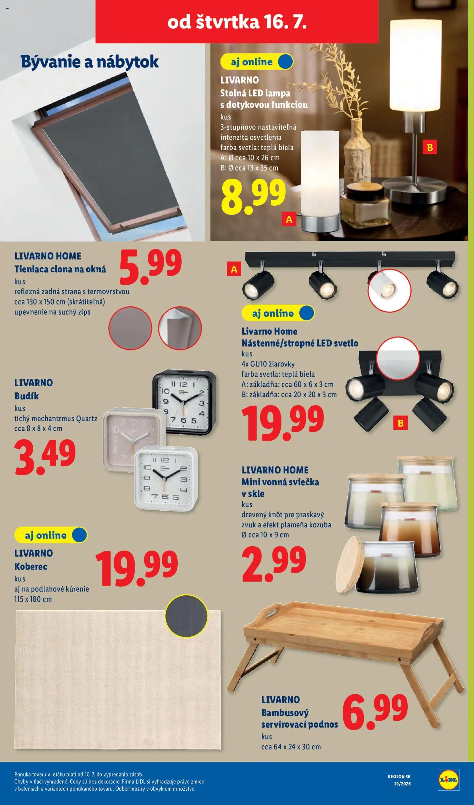 Nové Lidl akcie – leták je platný od 13.07.2026 | Strana: 81 | Produkty: Nábytok, Lampa, Led lampa, Koberec