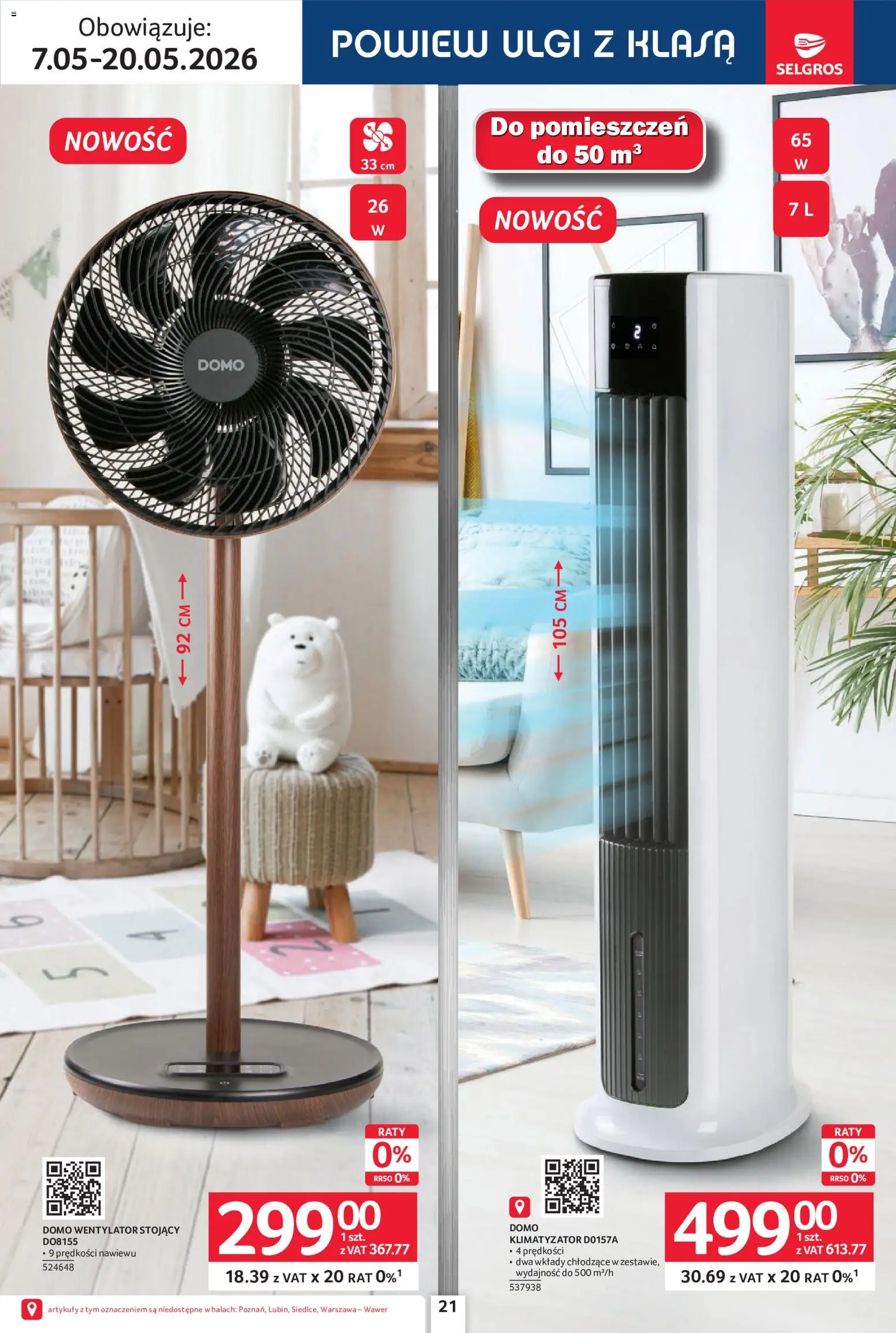 Selgros cash&carry gazetka - Elektro AGD od 07.05.2026 | Strona: 21 | Produkty: Wentylator, Klimatyzator
