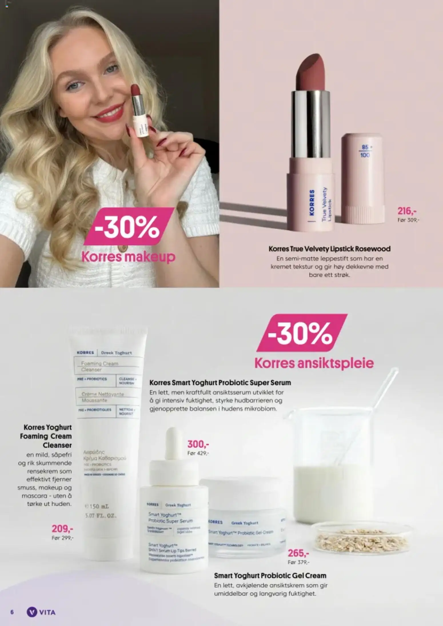 {H1} | Side: 6 | Produkter: Ansiktskrem, Yoghurt, Mascara, Leppestift