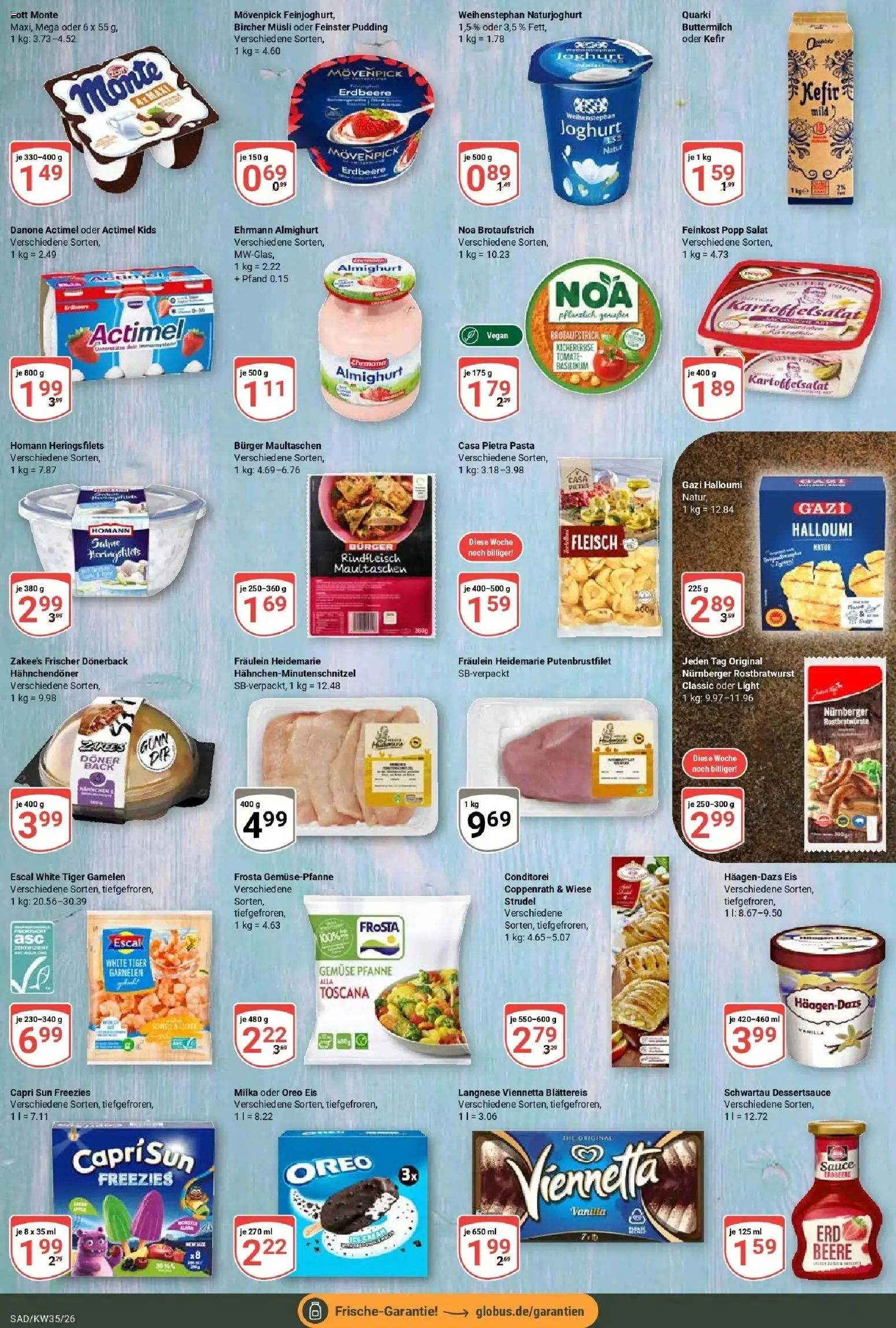 Globus Prospekt Schwandorf (ab 24.08.2026) » Angebote online | Seite: 10 | Produkte: Ehrmann almighurt, Burger, Pasta, Eis
