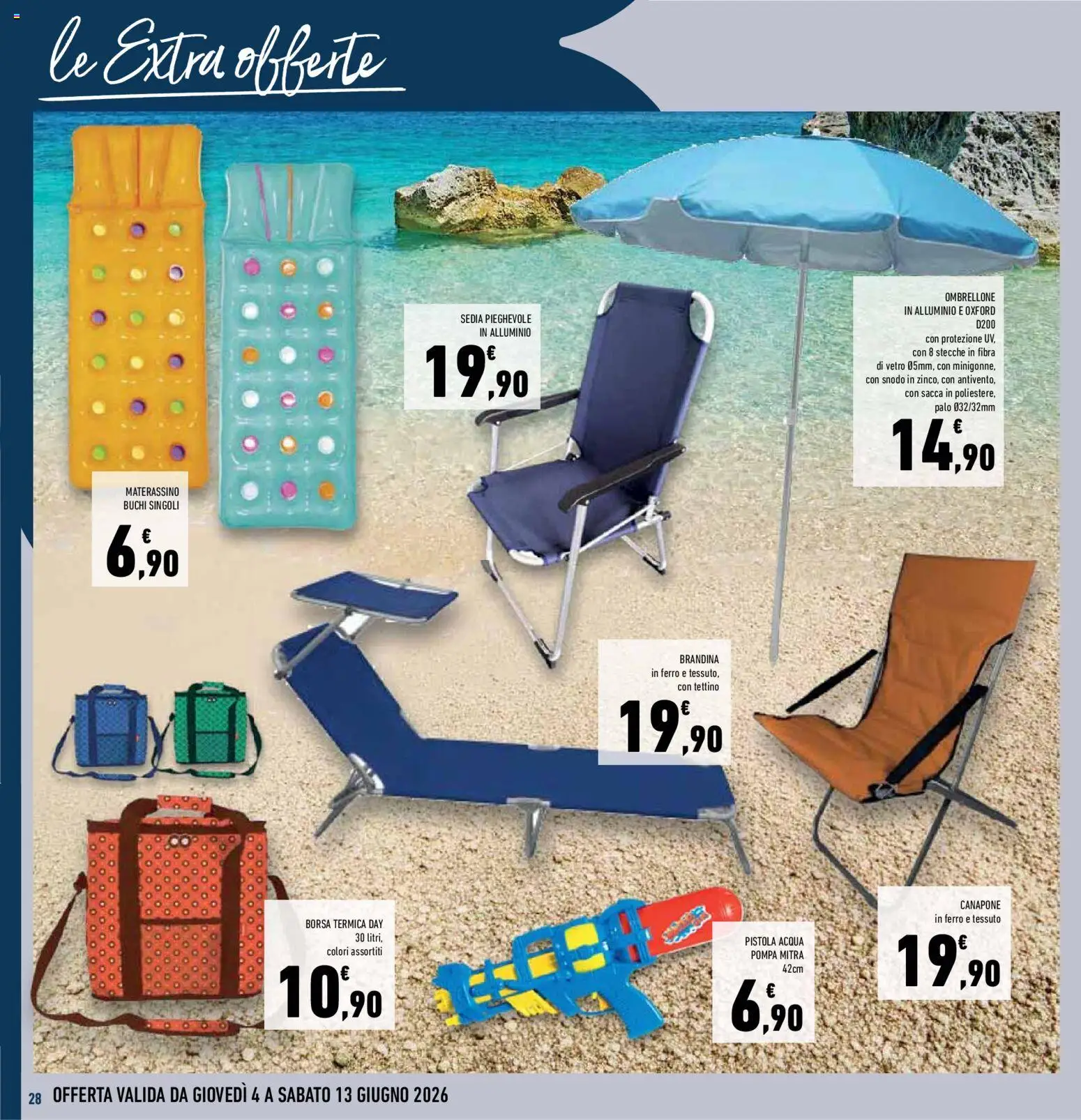 Volantino Conad del 04.06.2026 | Pagina: 28 | Prodotti: Acqua, Borsa termica, Borsa, Sedia