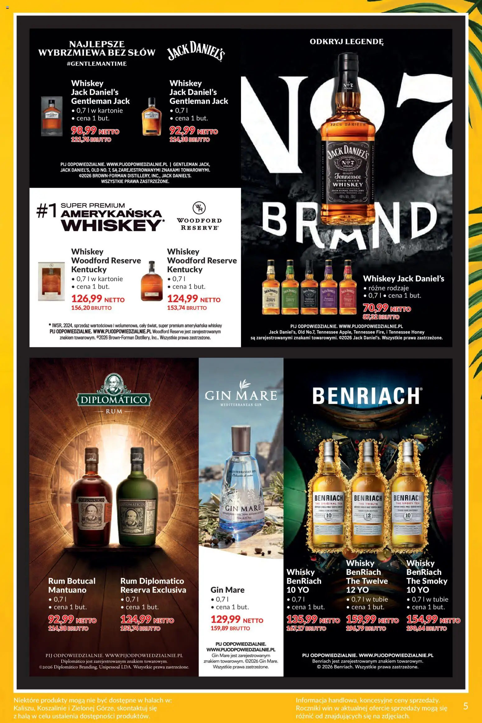 Makro gazetka - Summer drinks od 07.07.2026 | Strona: 5 | Produkty: Gentleman Jack, Rum Diplomatico, Rum, Gin