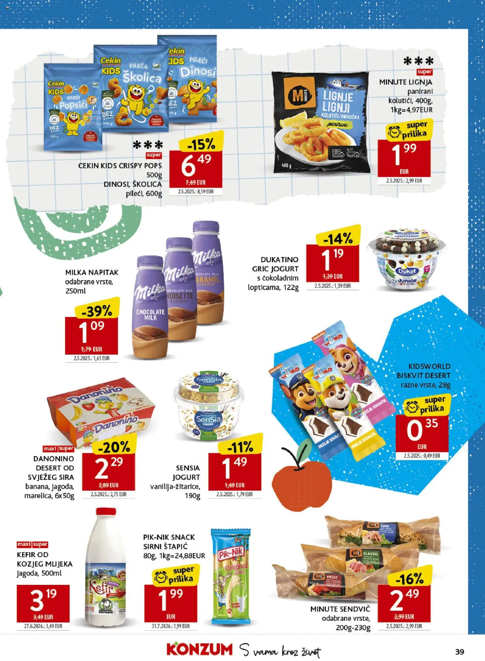Konzum HR akciós ujság - amely érvényes a következő dátumtól: 2026.08.17. | Oldal: 39 | Termékek: Milka, Kefir
