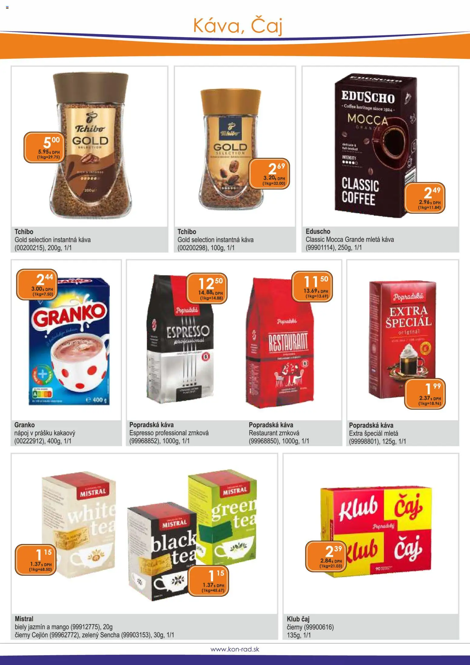 Nové KON - RAD akcie – leták je platný od 01.11.2026 | Strana: 39 | Produkty: Káva, Instantná káva, Mango, Granko