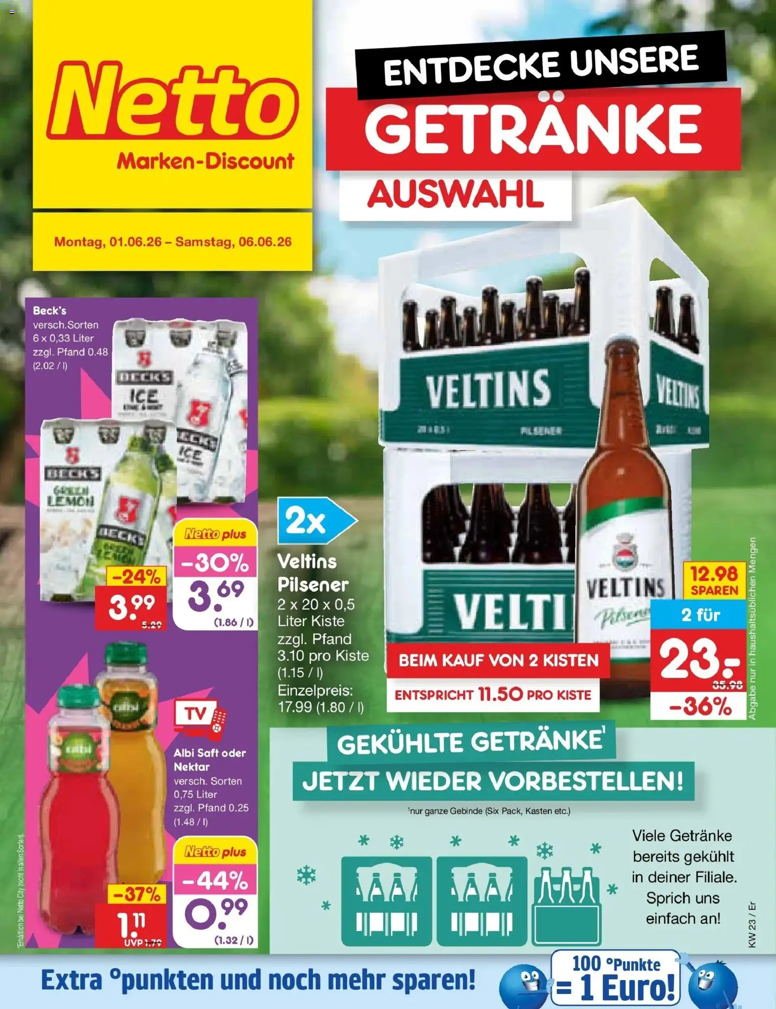Netto Marken-Discount Prospekt Weimar – gültig ab 01.06.2026 | Seite: 28 | Produkte: Saft, Veltins