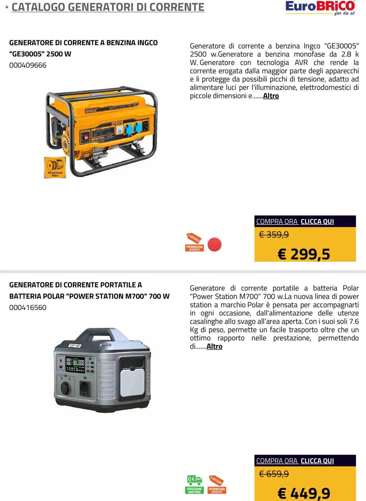 Volantino Eurobrico del 23.07.2025 | Pagina: 16 | Prodotti: Generatore, Batteria