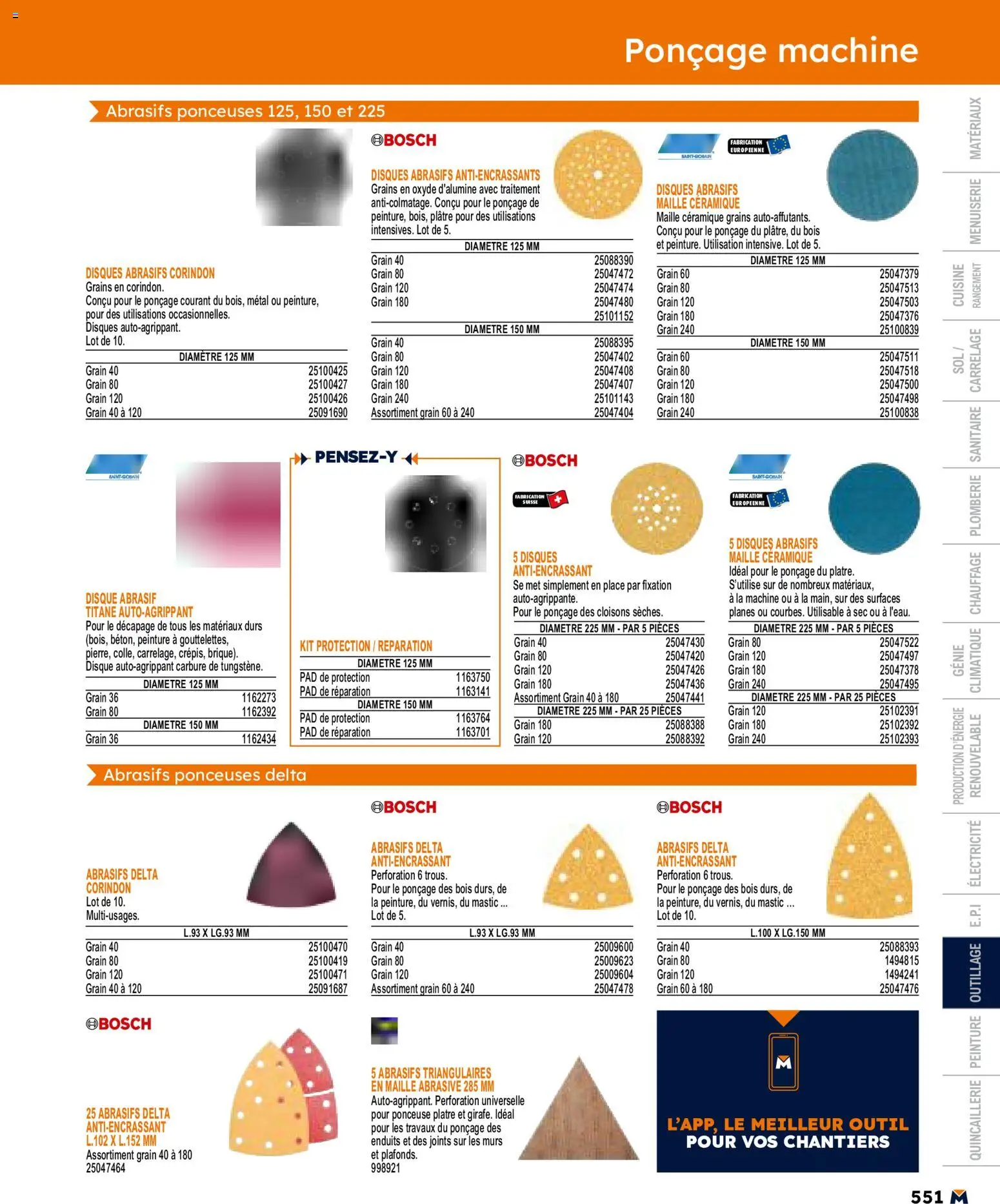 {H1} | Page: 551 | Produits: Ponceuse, Plâtre