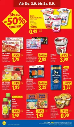 BAUER Joghurt/Kefir Drink, Versch. Sorten. Gekühlt. ab 31.08.2026 gültig | Seite: 70 | Produkte: Kefir, Maggi, Lachs, Pizza
