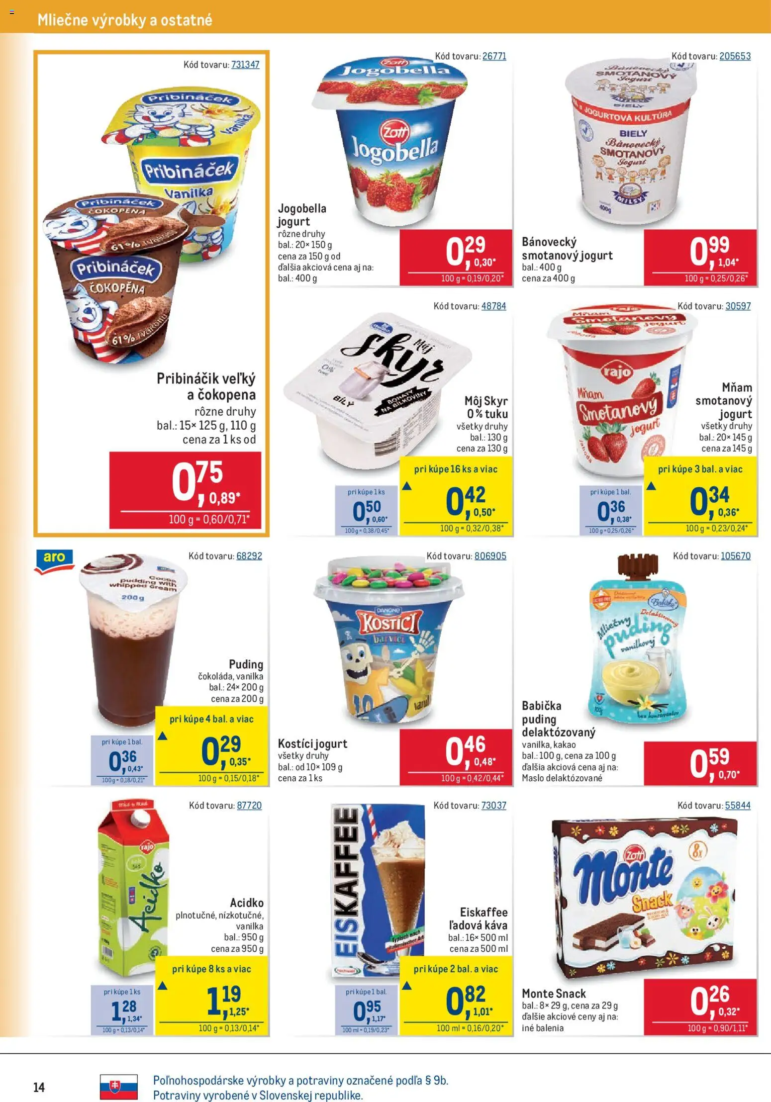 Nové Metro akcie – leták je platný od 06.05.2026 | Strana: 14 | Produkty: Maslo, Jogurt, Skyr, Acidko