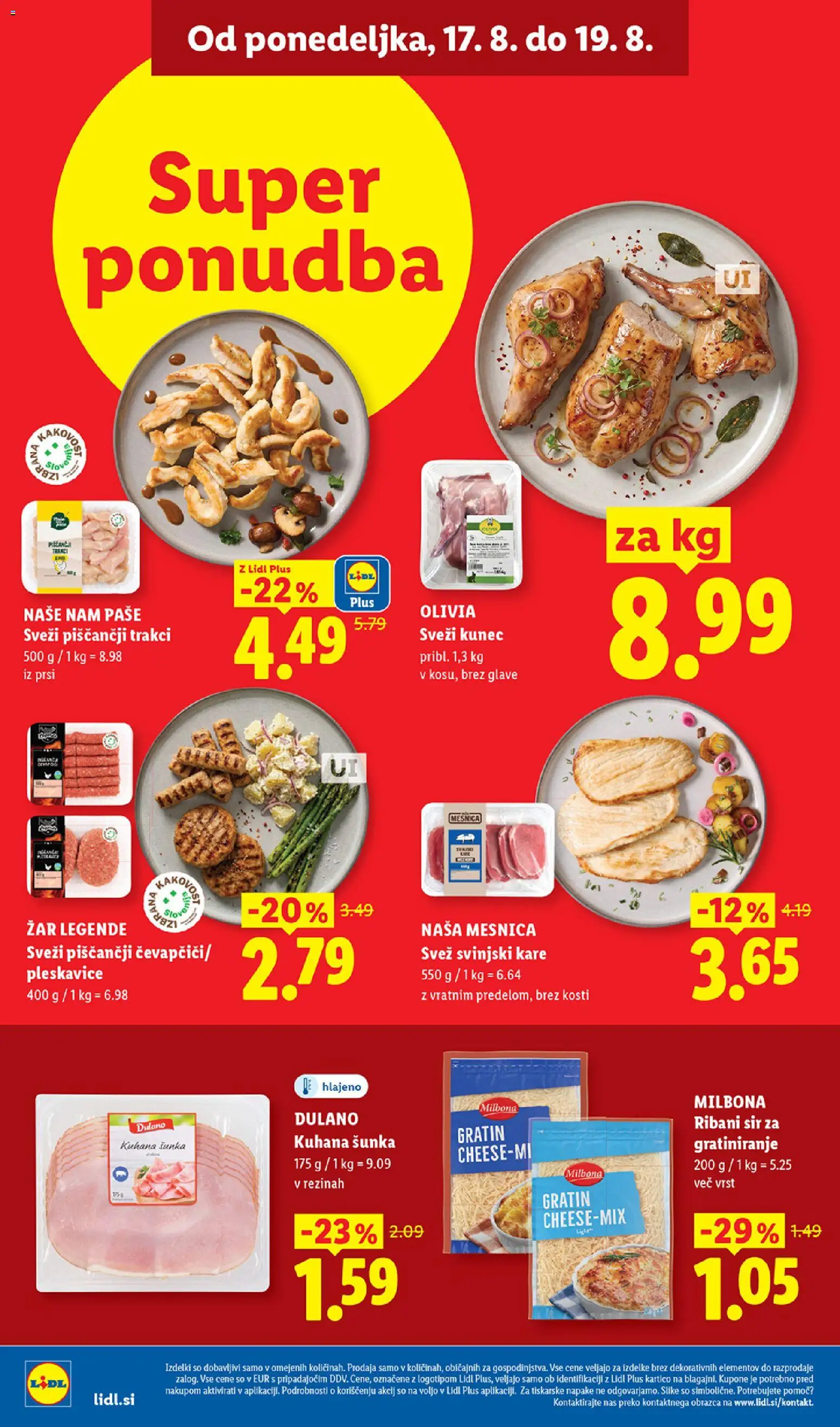 Novi Lidl katalog ponudbe – veljaven od 13.08.2026 | Stran: 40 | Izdelki: Pleskavice, Sir, Sunka, Svinjski kare