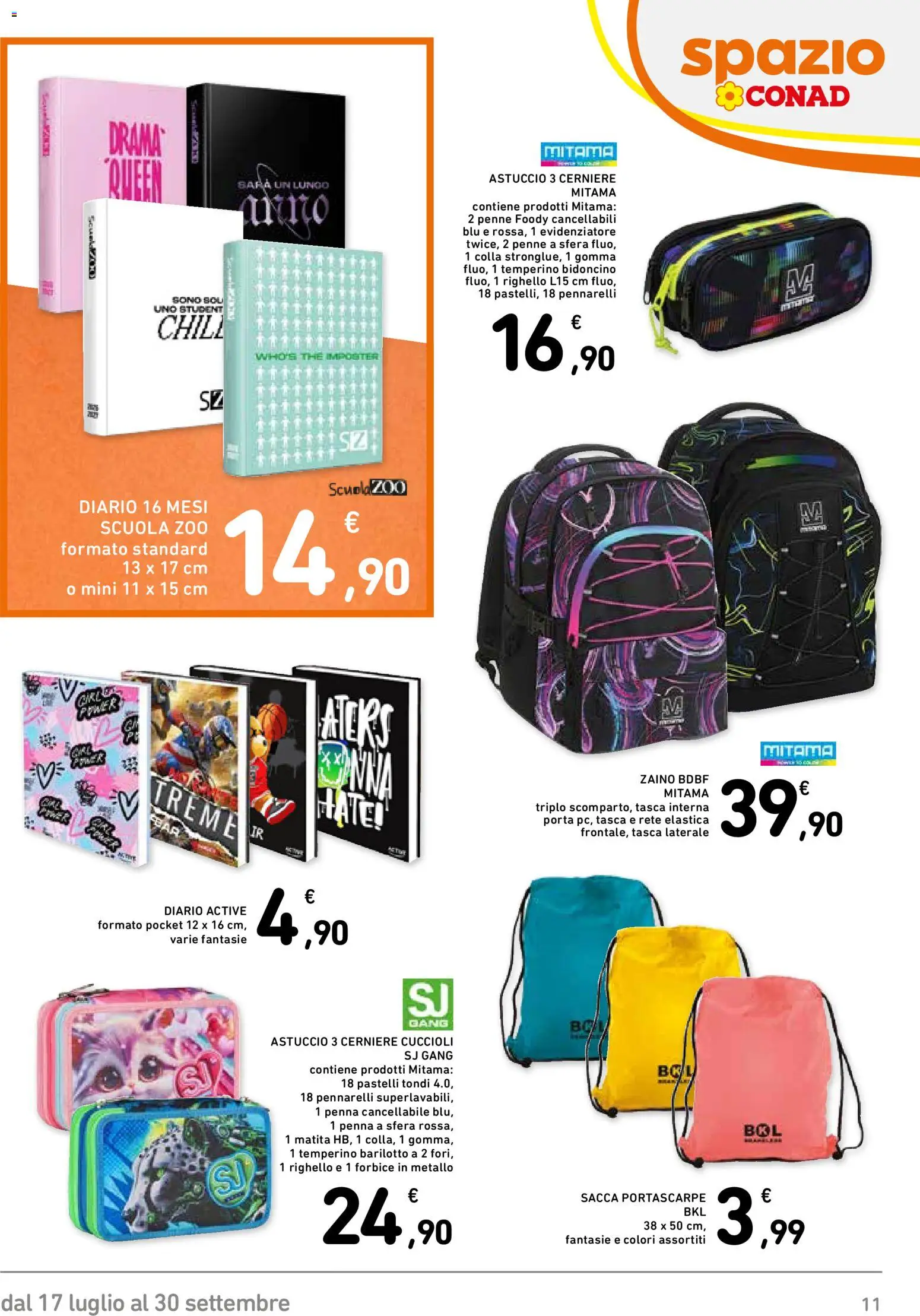 Volantino Spazio Conad del 17/07/2026 | Pagina: 11 | Prodotti: Forbice, Colla, Temperino, Evidenziatore