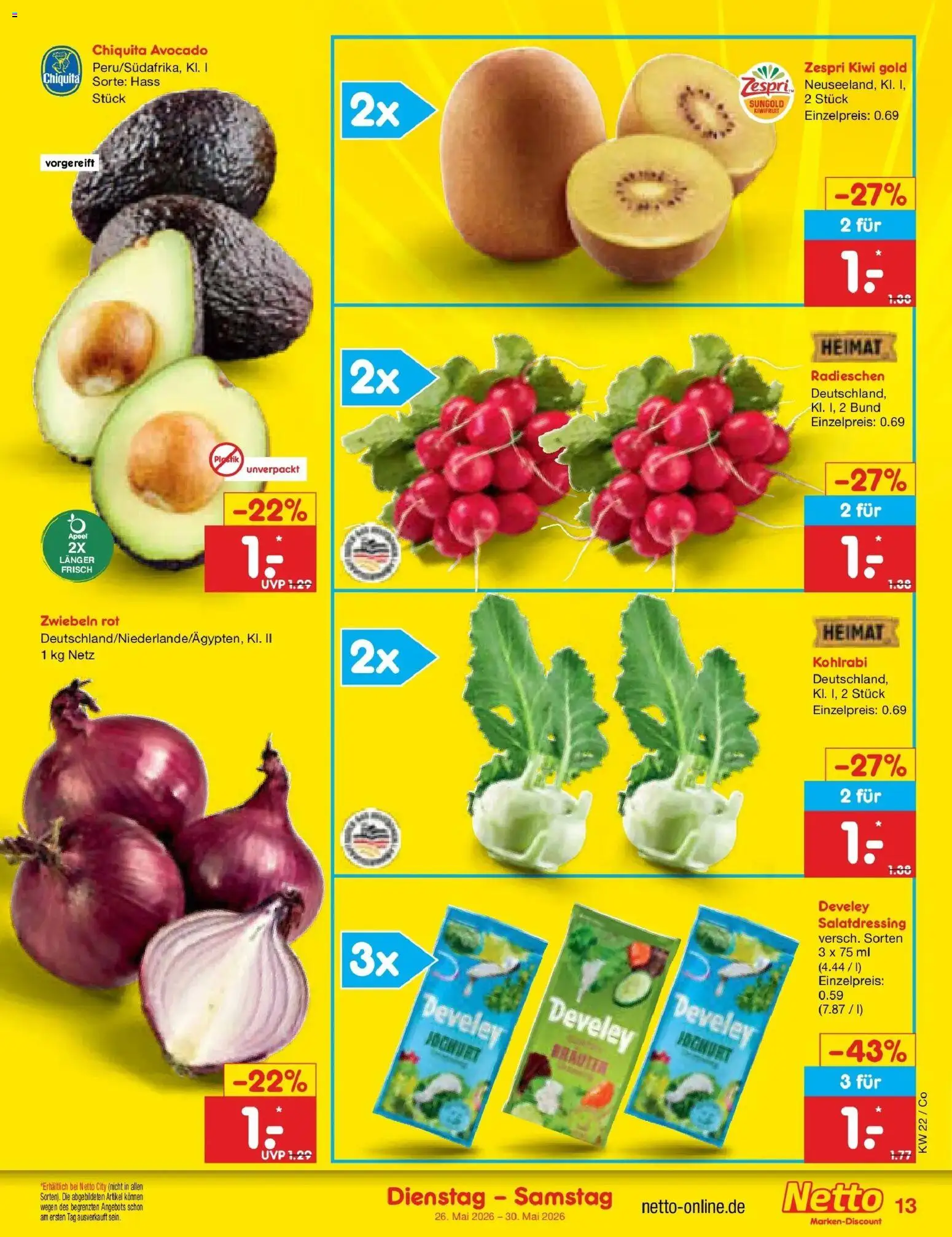 Netto Marken-Discount Prospekt Bitterfeld-Wolfen – gültig ab 26.05.2026 | Seite: 17 | Produkte: Joghurt, Kohlrabi, Avocado, Kiwi