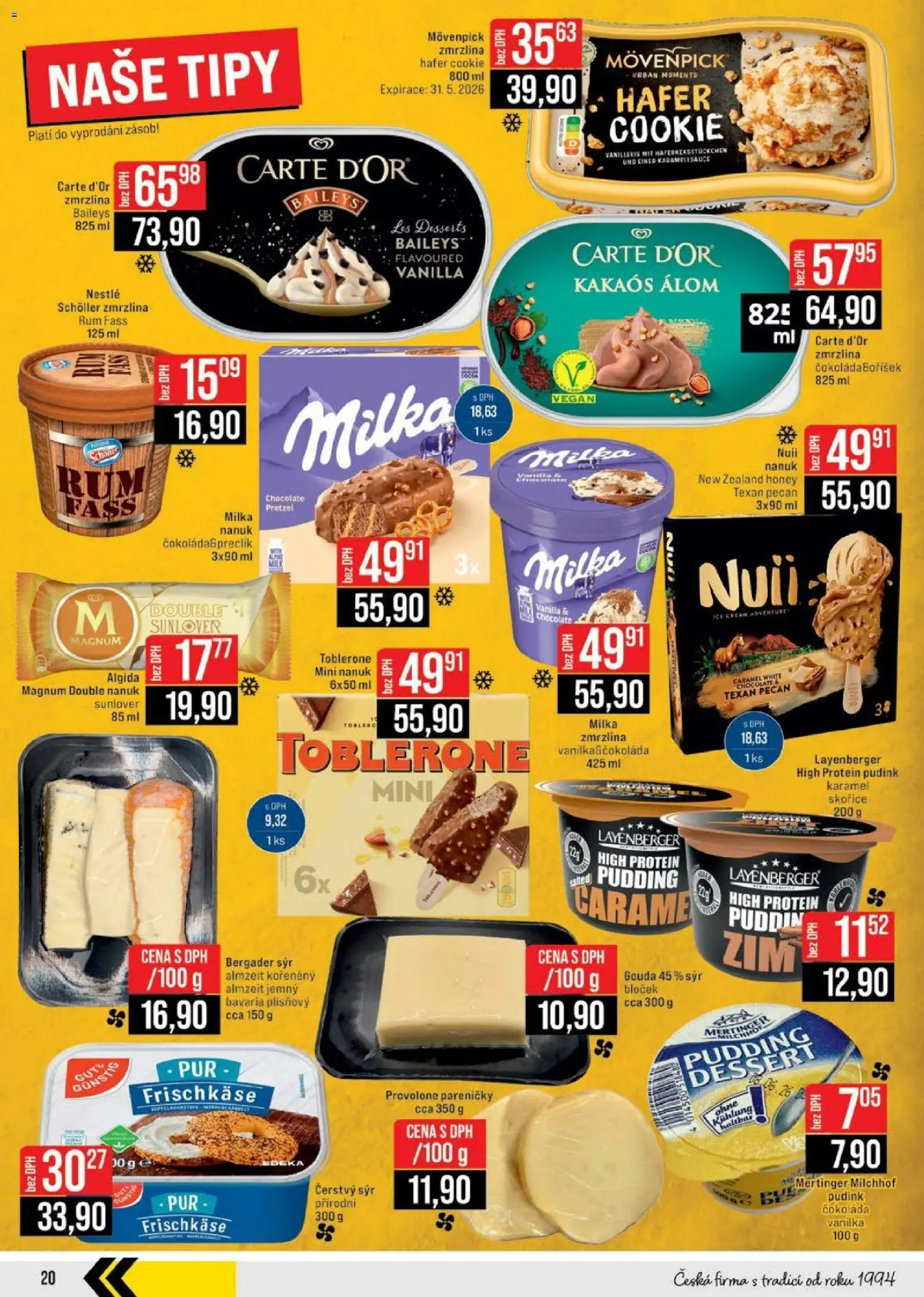 Jip leták - Cash & Carry od 27.05.2026 | Strana: 20 | Produkty: Nanuk, Milka, Zmrzlina, Čerstvý sýr