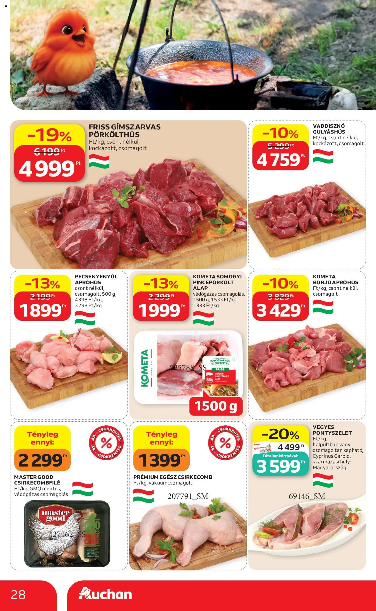 Auchan akciós ujság - amely érvényes a következő dátumtól: 21.05.2026 | Oldal: 28 | Termékek: Csirkecombfile, Csirkecomb