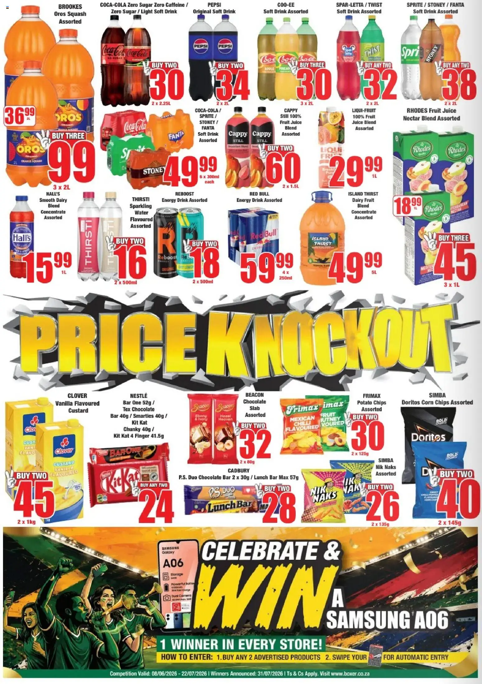 New Boxer catalogue – valid from 08.06.2026 | Page: 4 | Products: Juice, Fanta, Dairy blend, Chilli