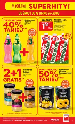 Pogląd oferty "POLOmarket gazetka" - ważna od 24.06.2026 | Strona: 5 | Produkty: Musztarda miodowa, Musztarda, Mleko, Ananas