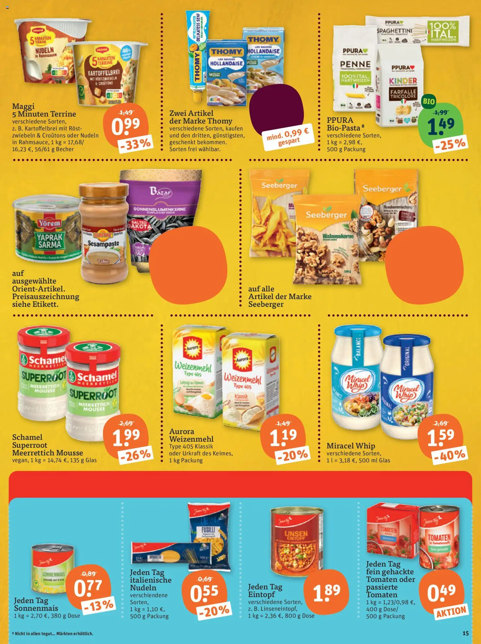 Tegut Prospekt – gültig ab 12.10.2026 | Seite: 17 | Produkte: Weizenmehl, Zwiebeln, Nudeln, Maggi 5 minuten terrine